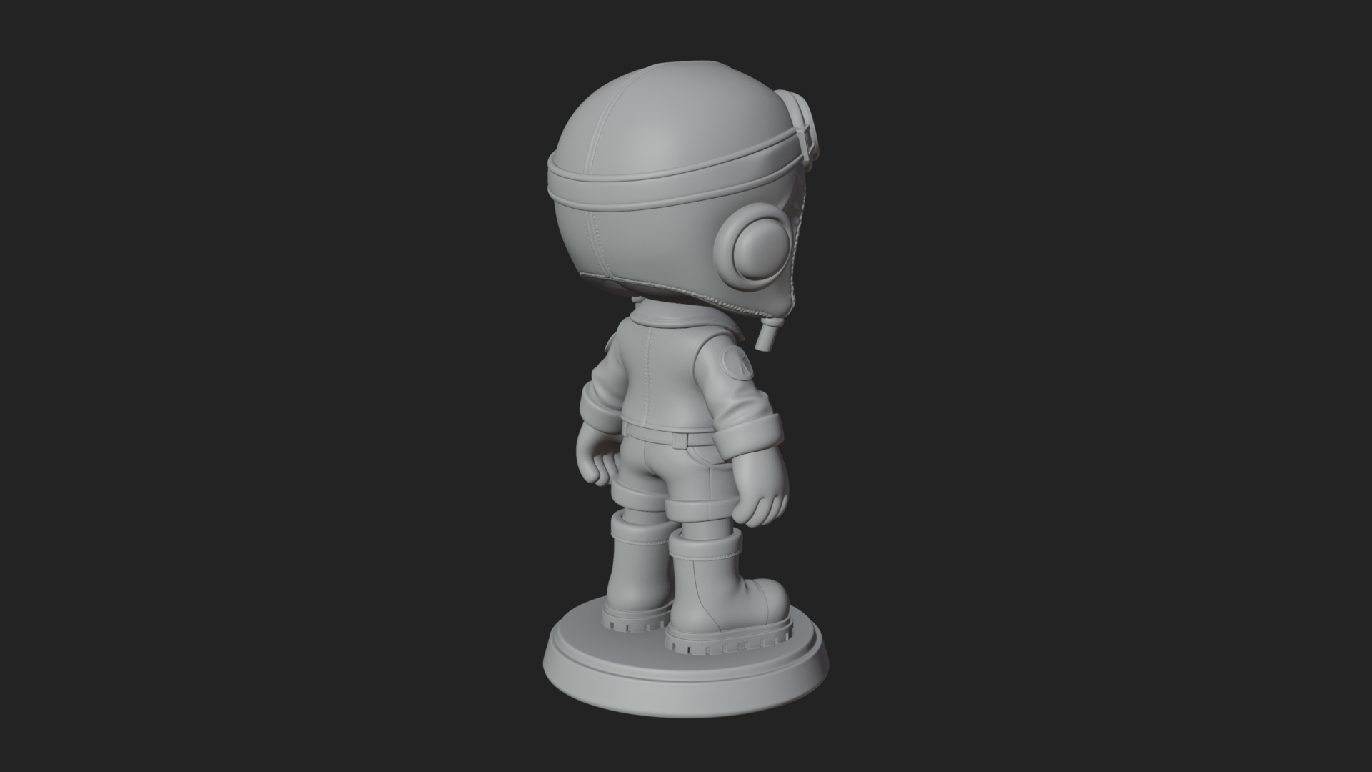 Chibi Pilot Boy With Goggles Statue Design 4 3D Print Model 3D Model