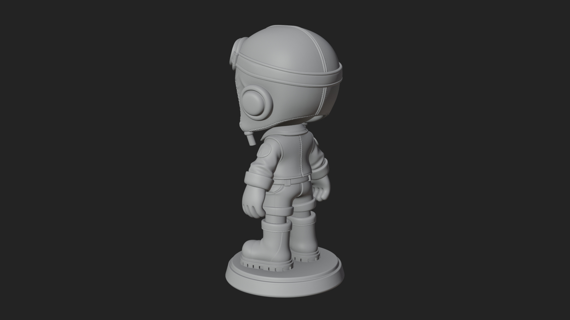 Chibi Pilot Boy With Goggles Statue Design 4 3D Print Model 3D Model