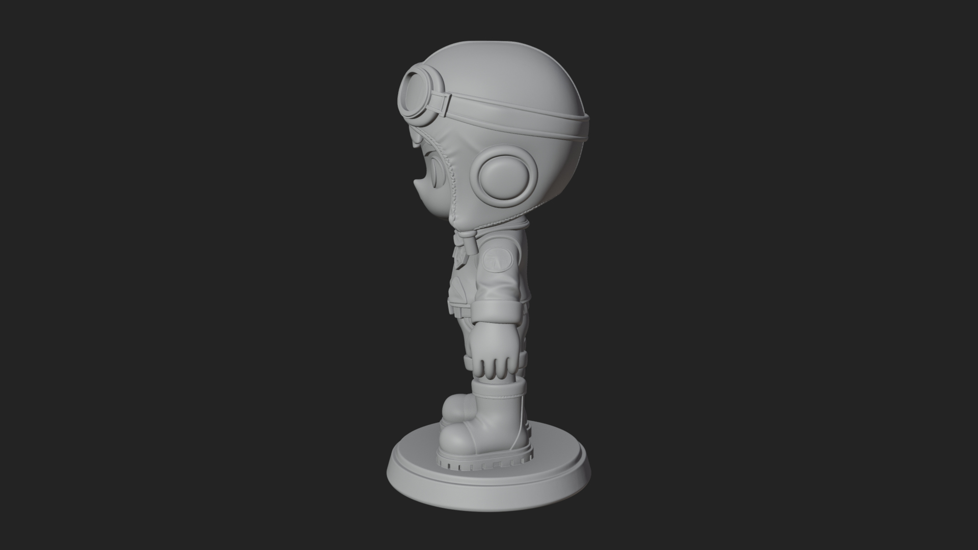 Chibi Pilot Boy With Goggles Statue Design 4 3D Print Model 3D Model