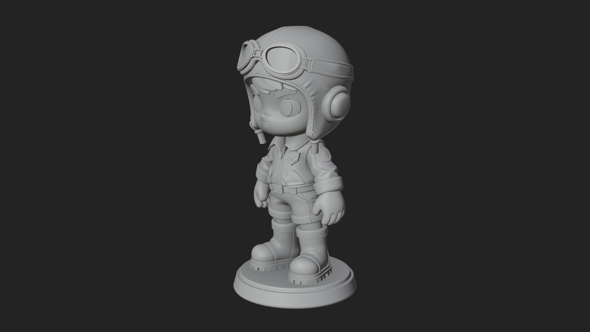 Chibi Pilot Boy With Goggles Statue Design 4 3D Print Model 3D Model