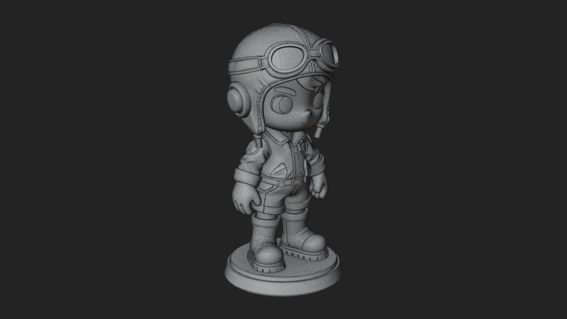 Chibi Pilot Boy With Goggles Statue Design 4 3D Print Model 3D Model