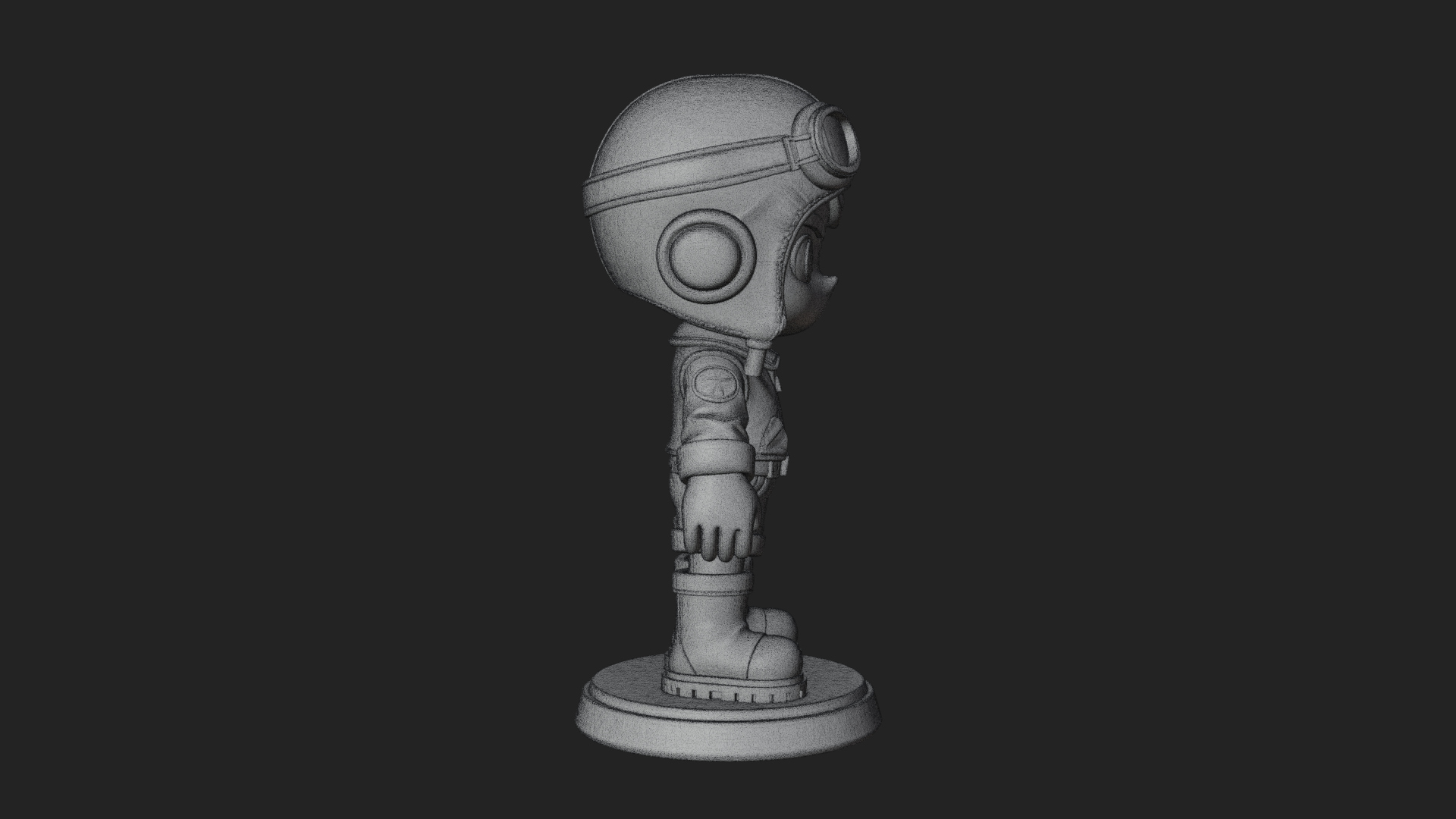 Chibi Pilot Boy With Goggles Statue Design 4 3D Print Model 3D Model