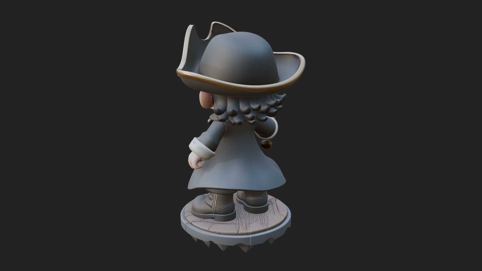 Chibi Pirate Captain Statue Design 1 3D Print Model 3D Model