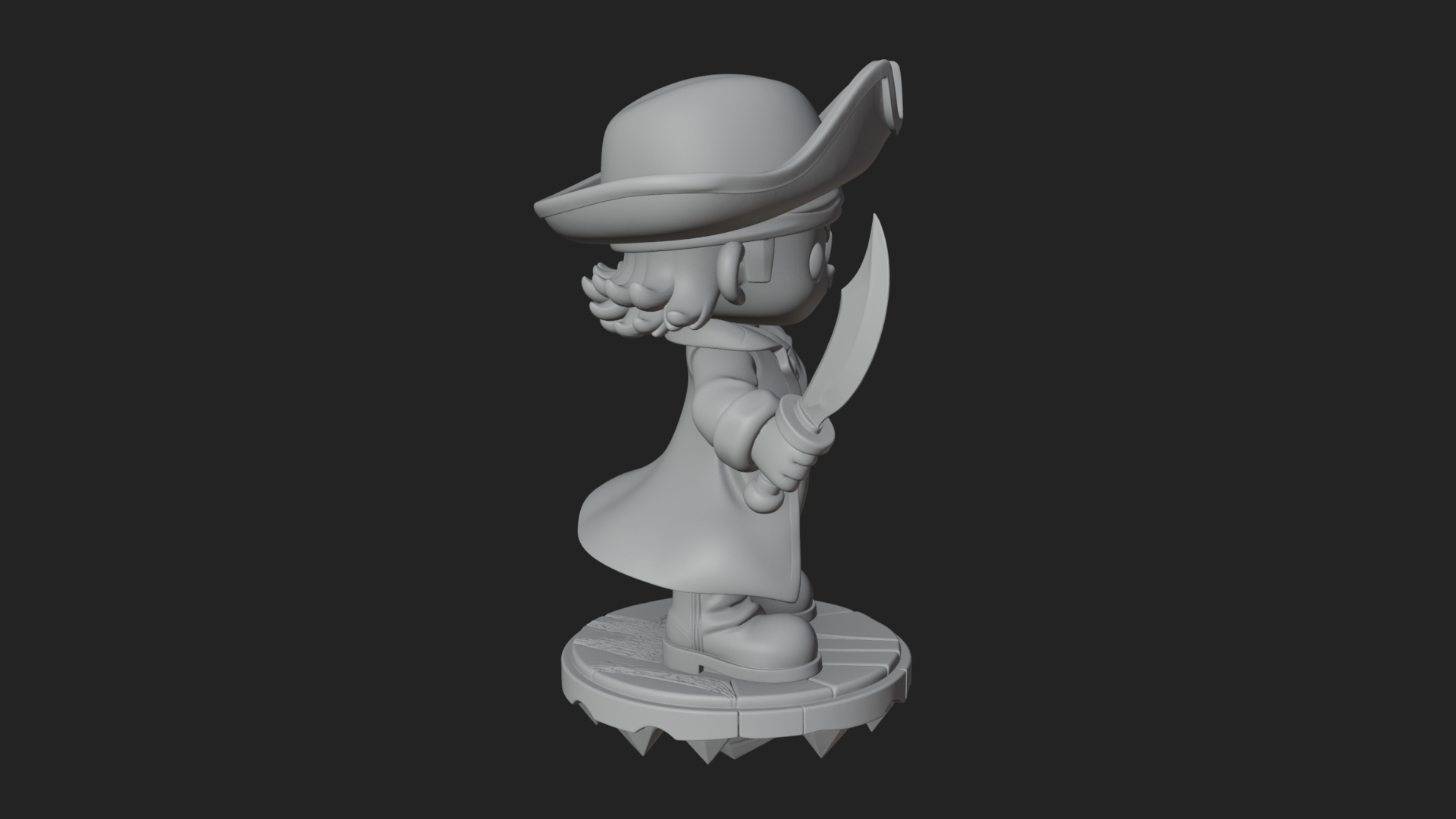 Chibi Pirate Captain Statue Design 1 3D Print Model 3D Model
