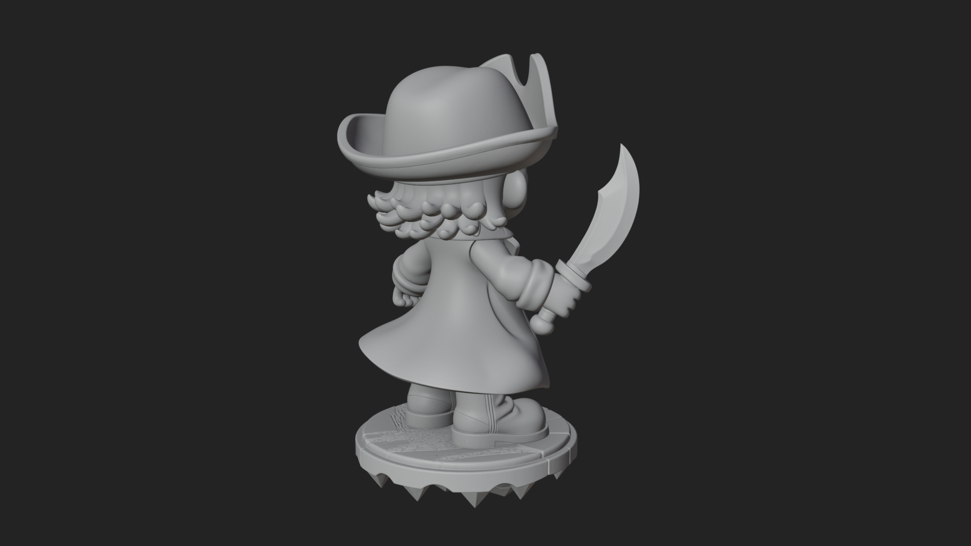 Chibi Pirate Captain Statue Design 1 3D Print Model 3D Model