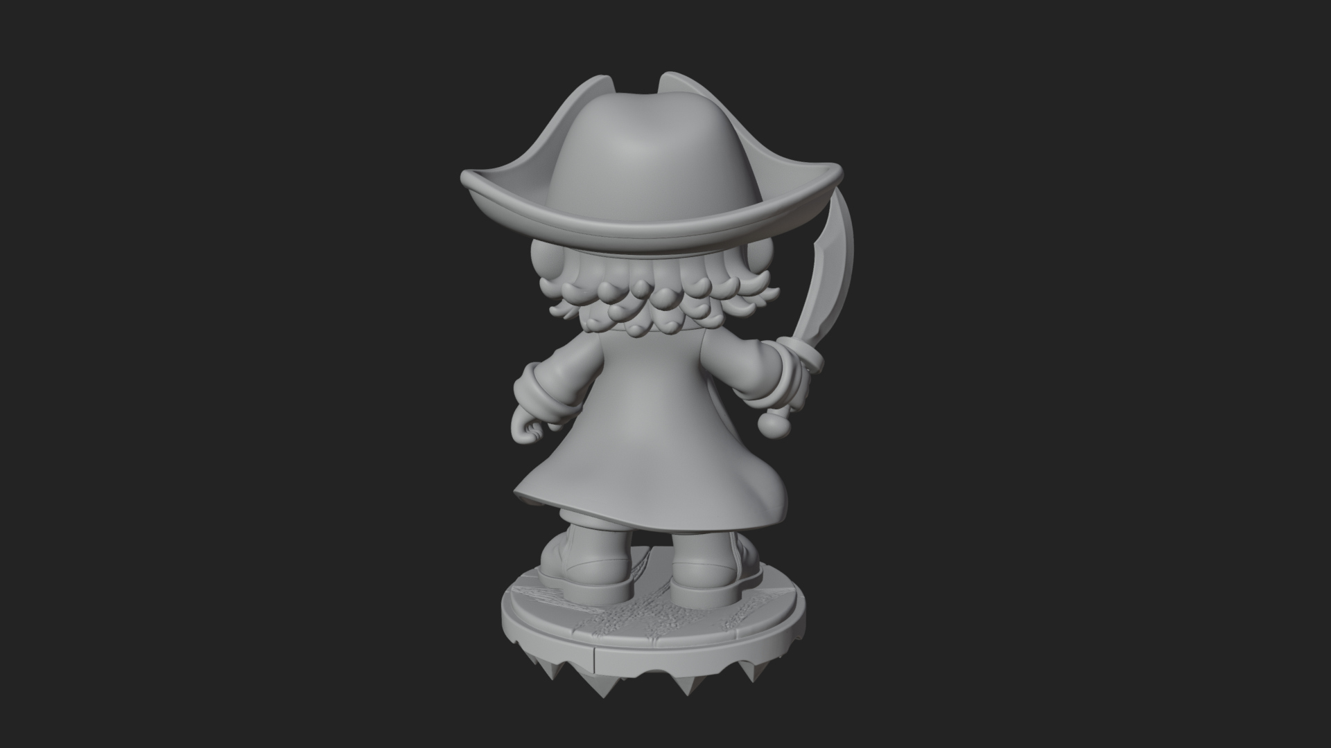 Chibi Pirate Captain Statue Design 1 3D Print Model 3D Model