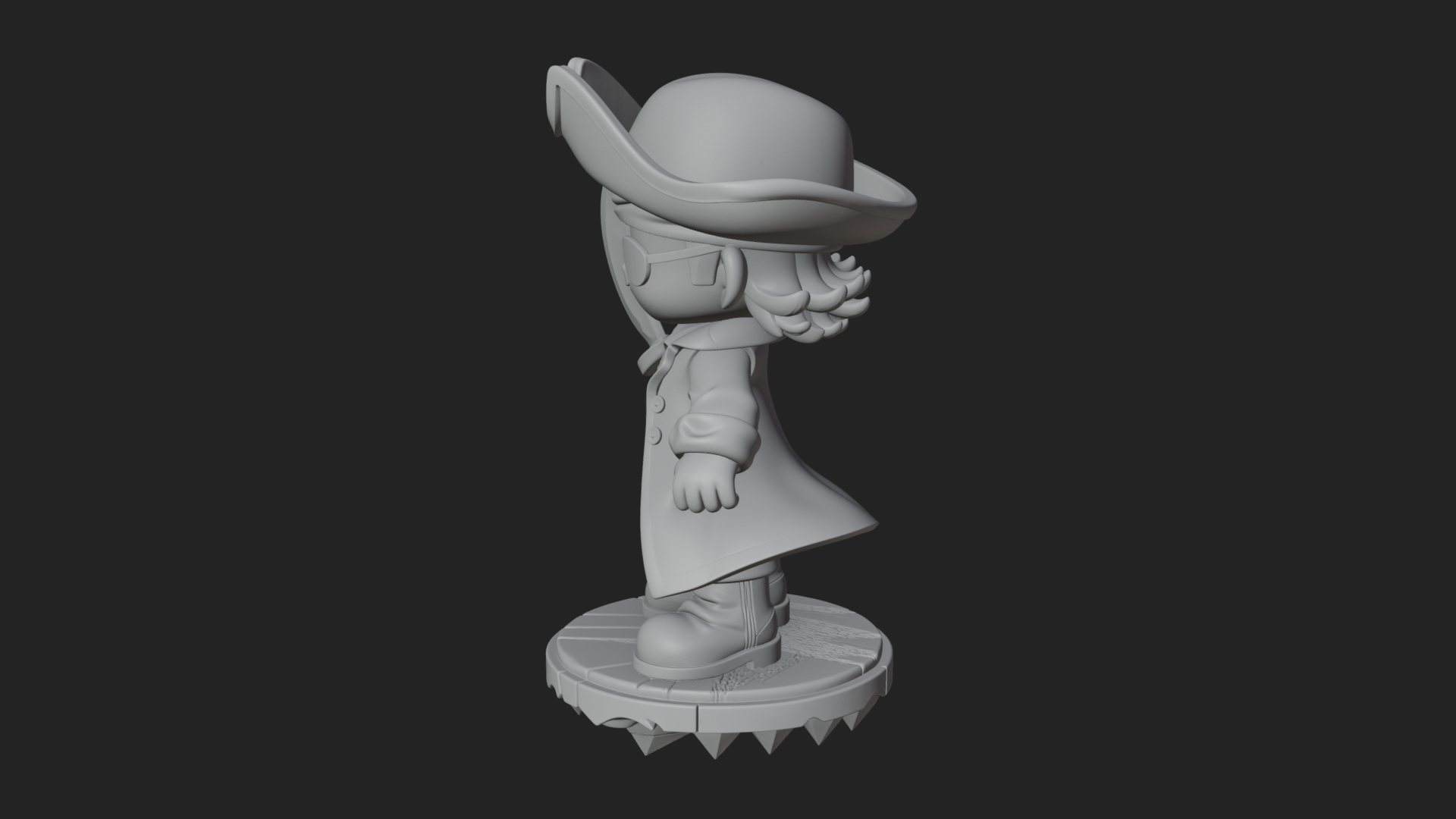 Chibi Pirate Captain Statue Design 1 3D Print Model 3D Model