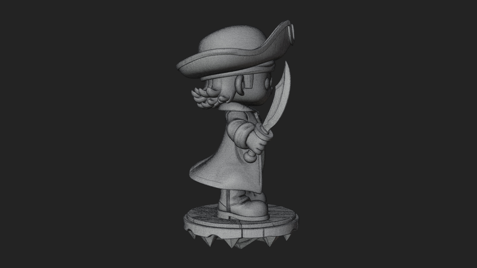 Chibi Pirate Captain Statue Design 1 3D Print Model 3D Model