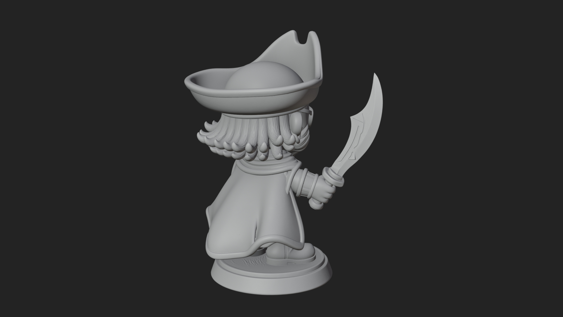 Chibi Pirate Captain Statue Design 10 3D Print Model 3D Model