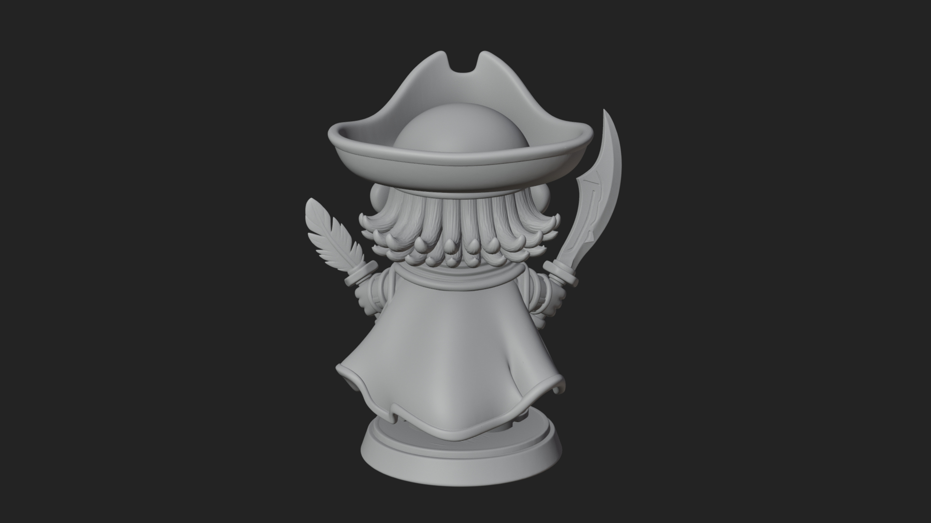 Chibi Pirate Captain Statue Design 10 3D Print Model 3D Model