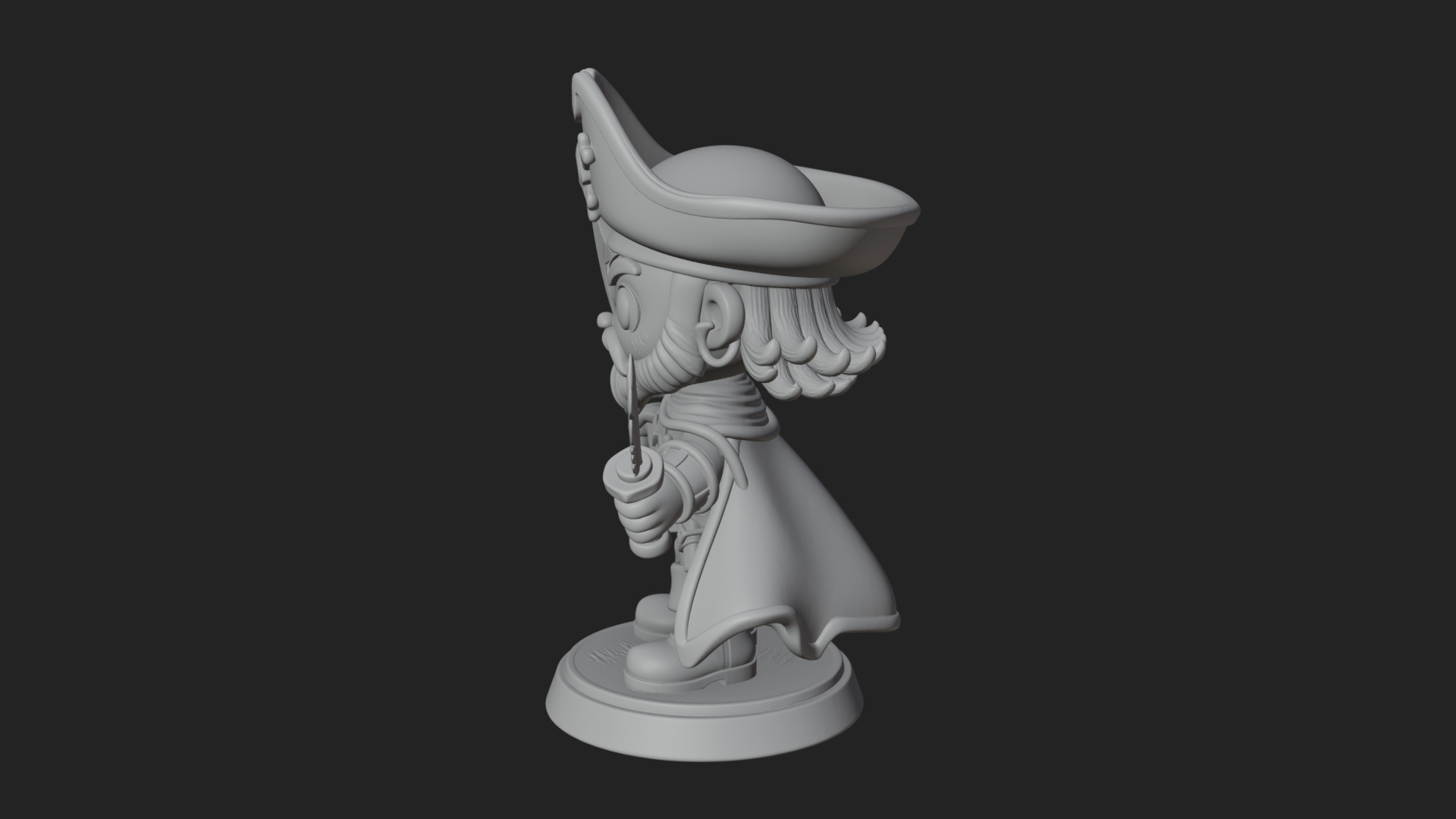 Chibi Pirate Captain Statue Design 10 3D Print Model 3D Model
