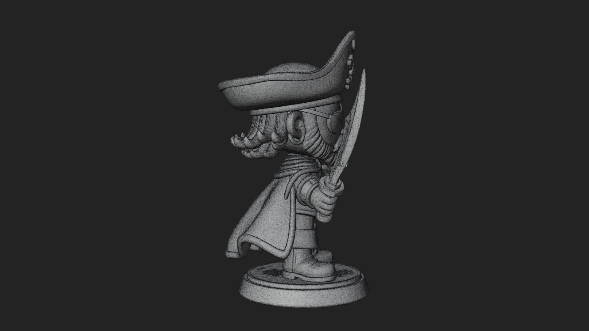 Chibi Pirate Captain Statue Design 10 3D Print Model 3D Model