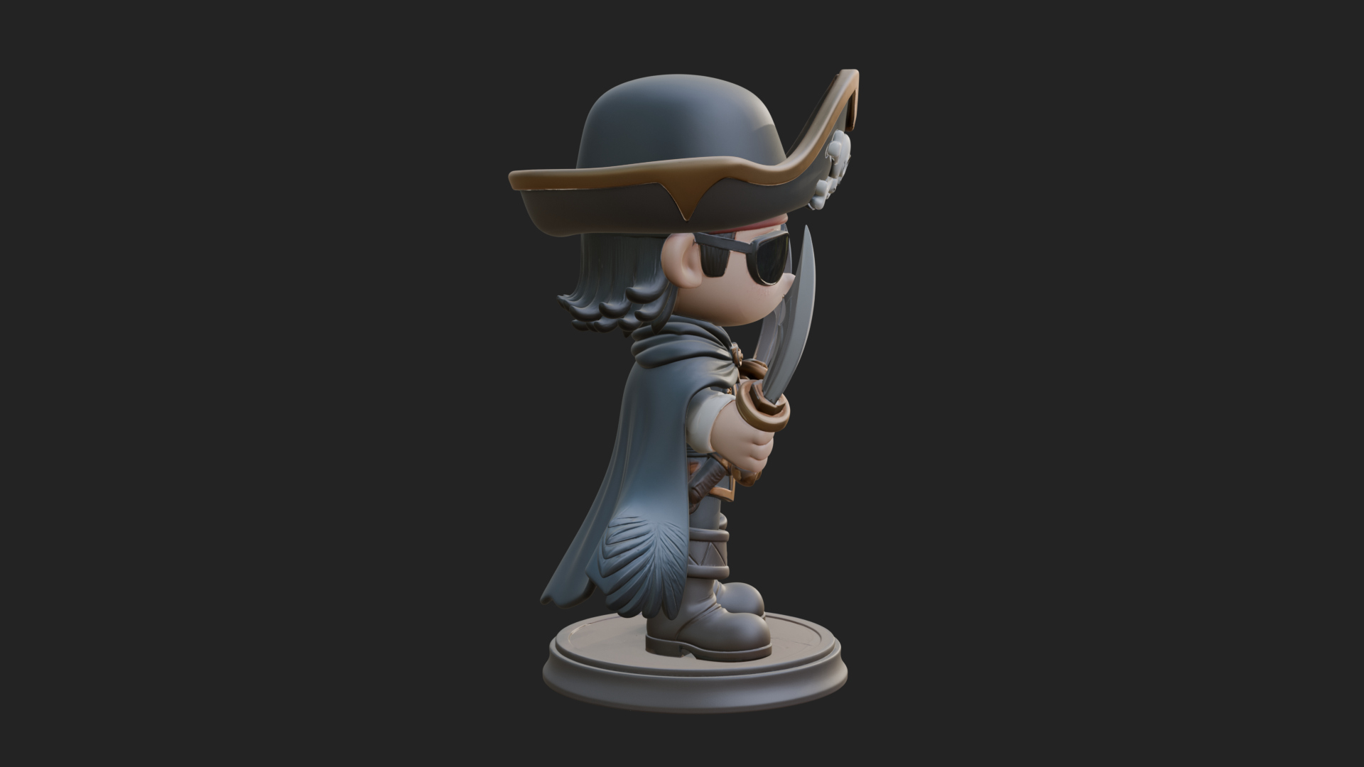 Chibi Pirate Captain Statue Design 11 3D Print Model 3D Model