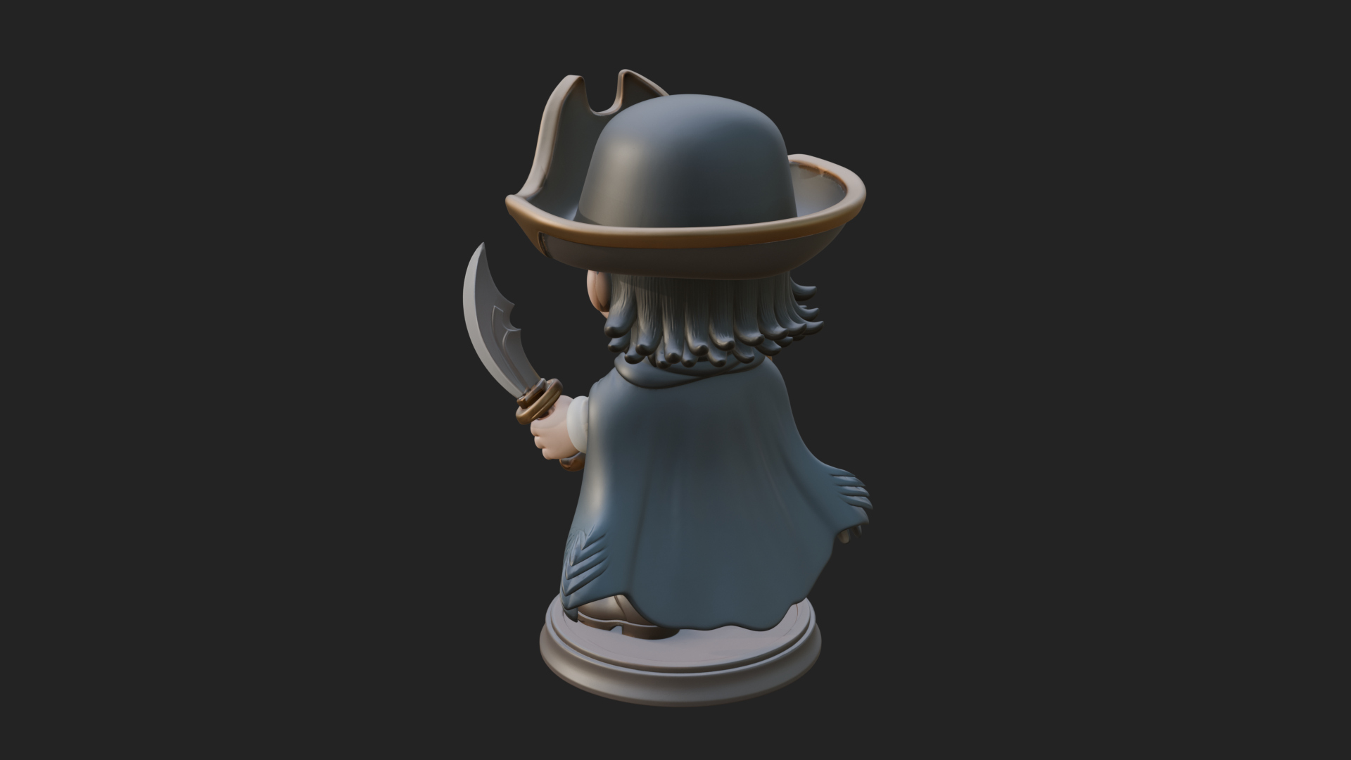 Chibi Pirate Captain Statue Design 11 3D Print Model 3D Model
