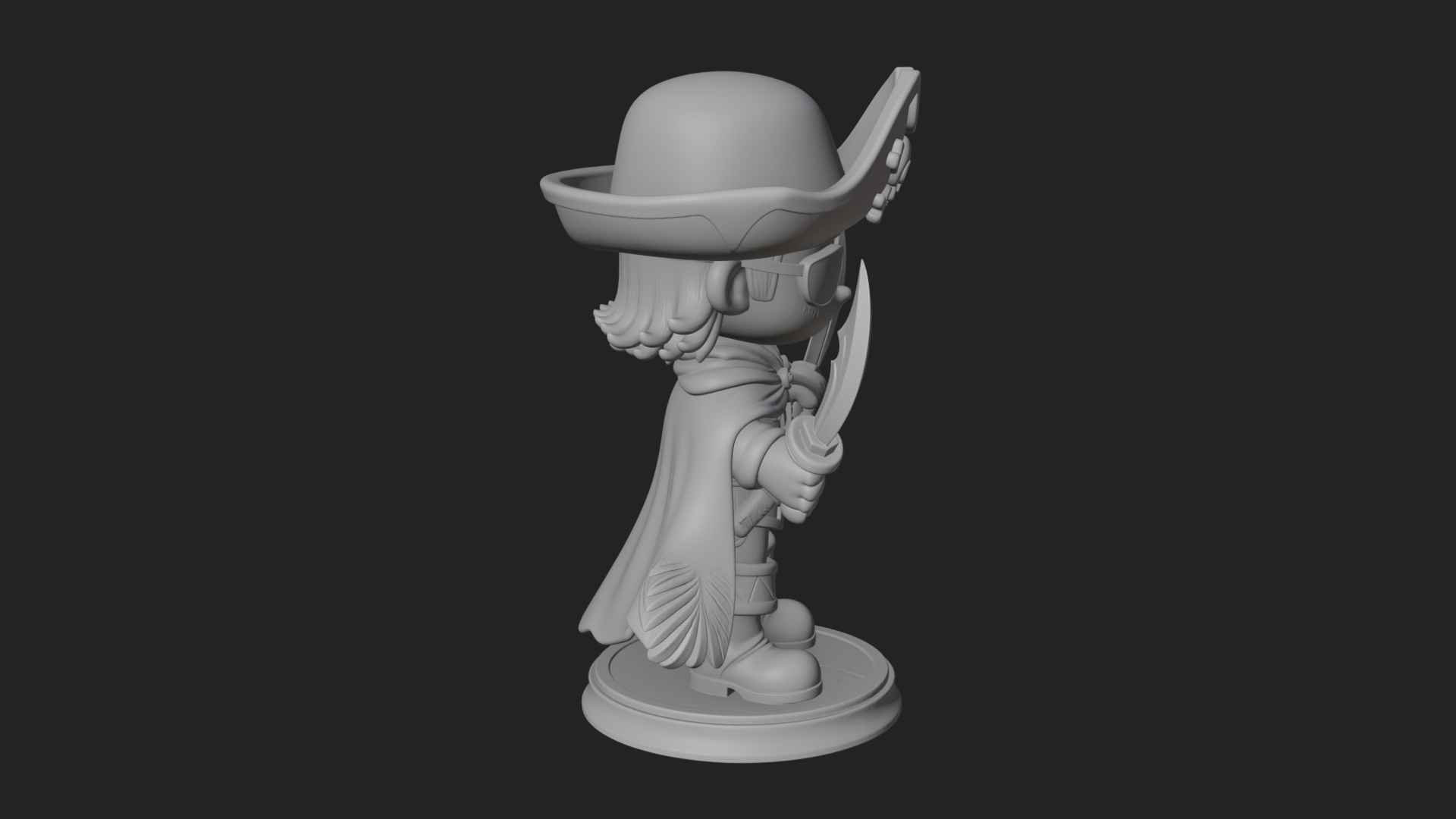 Chibi Pirate Captain Statue Design 11 3D Print Model 3D Model