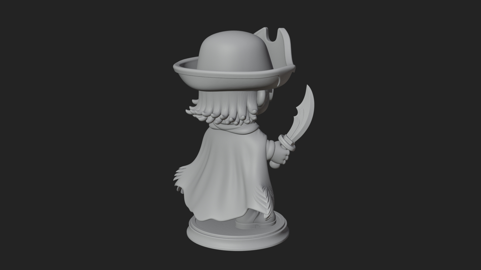 Chibi Pirate Captain Statue Design 11 3D Print Model 3D Model