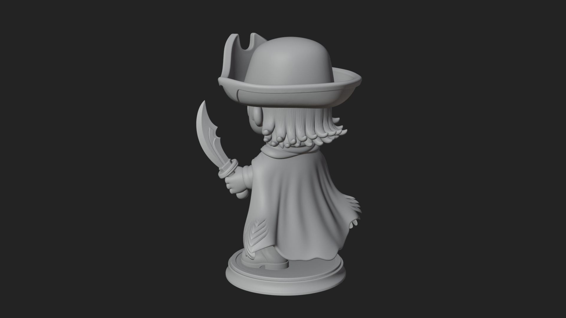 Chibi Pirate Captain Statue Design 11 3D Print Model 3D Model