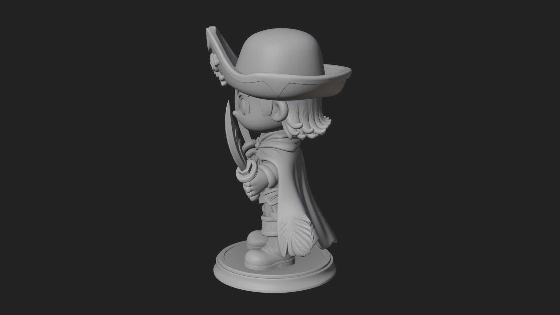 Chibi Pirate Captain Statue Design 11 3D Print Model 3D Model