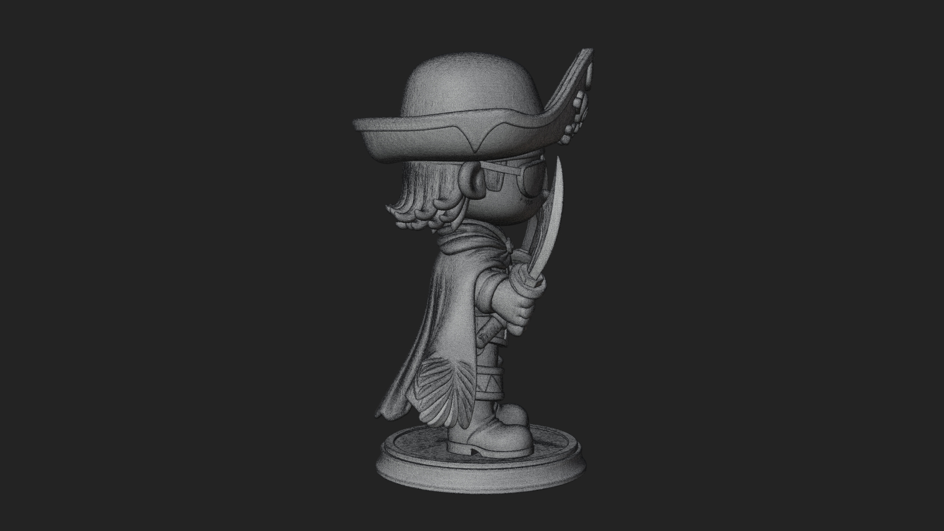 Chibi Pirate Captain Statue Design 11 3D Print Model 3D Model