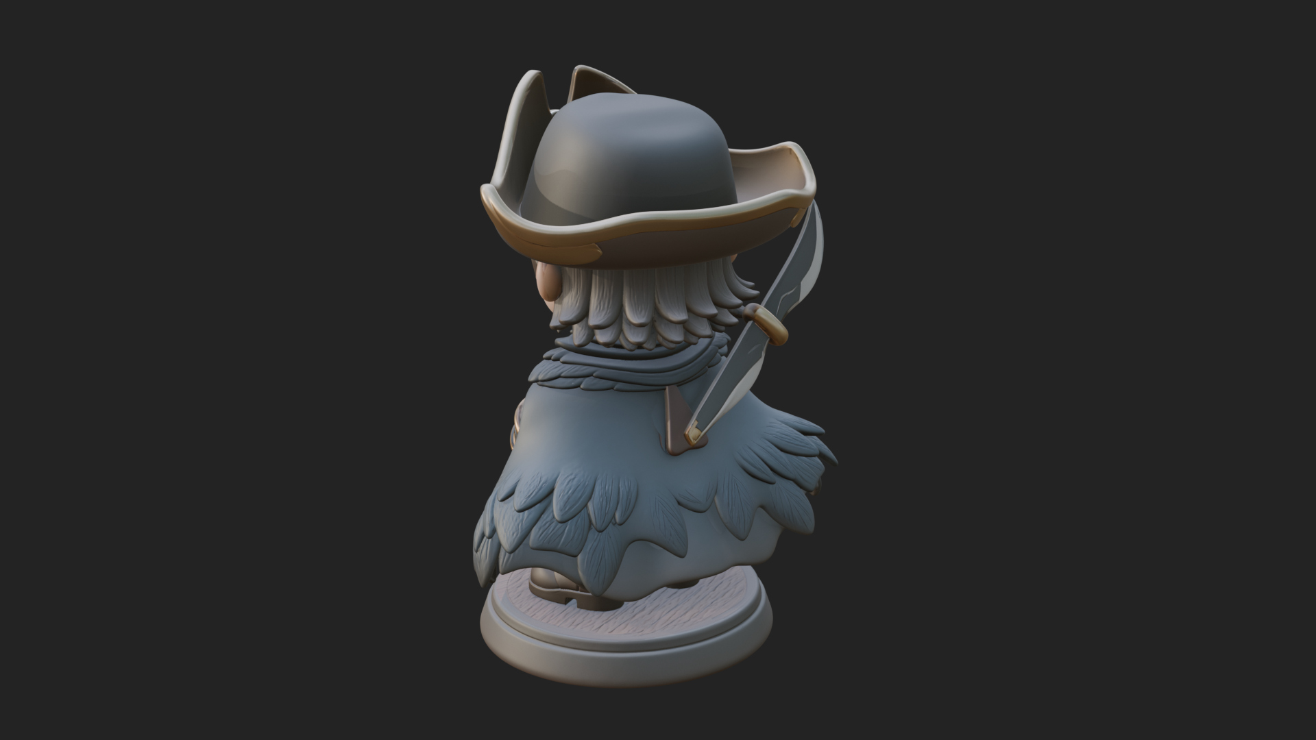 Chibi Pirate Captain Statue Design 12 3D Print Model 3D Model