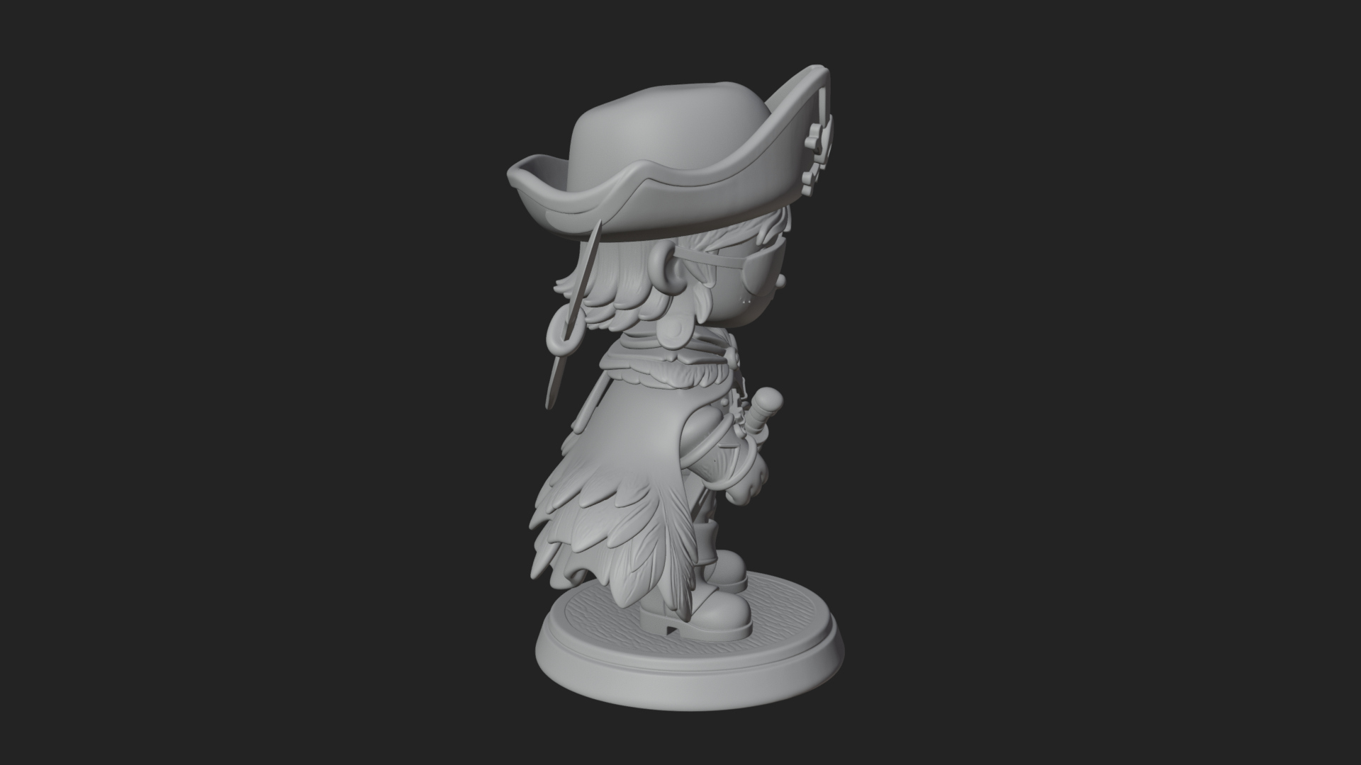 Chibi Pirate Captain Statue Design 12 3D Print Model 3D Model