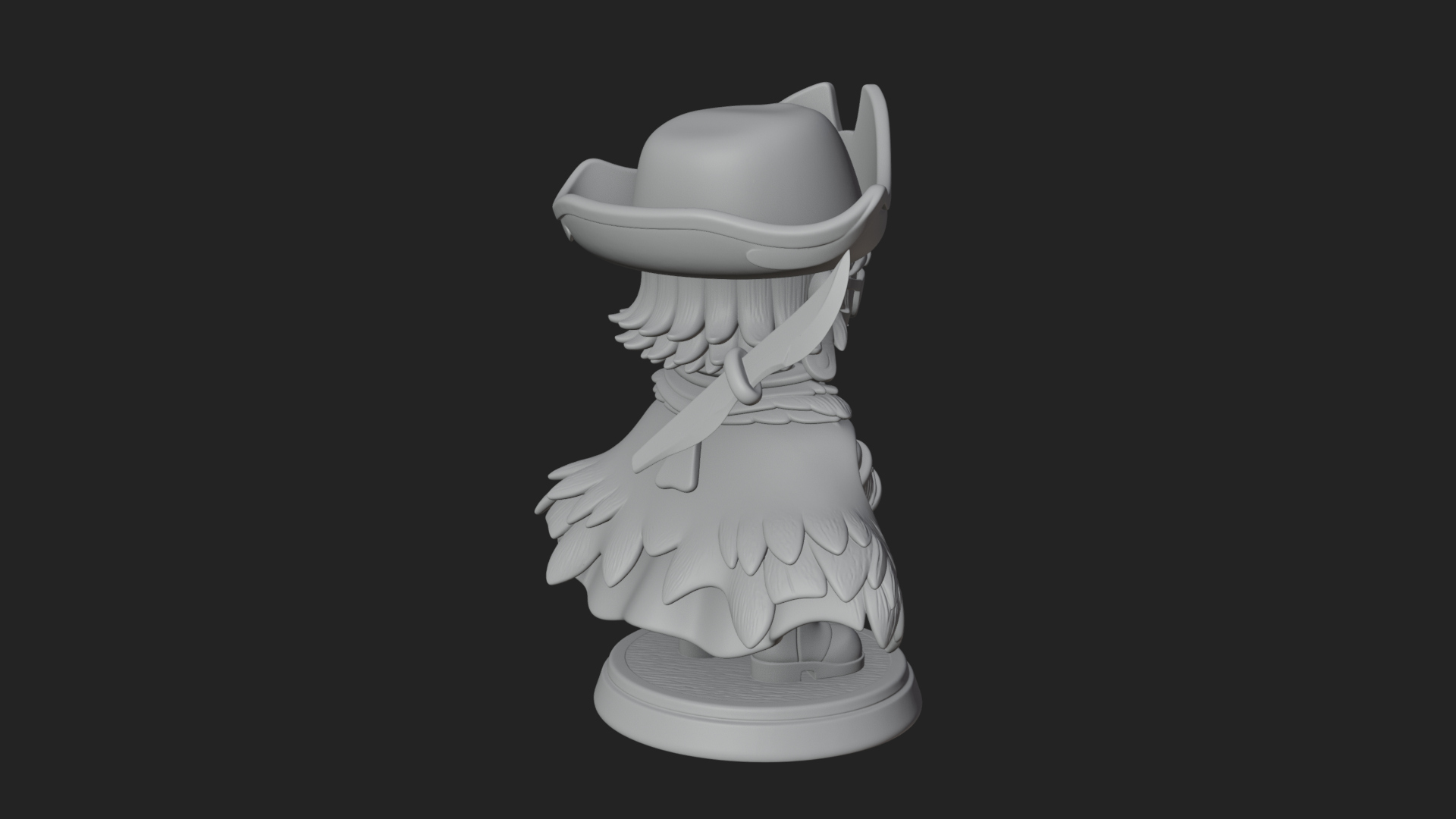 Chibi Pirate Captain Statue Design 12 3D Print Model 3D Model