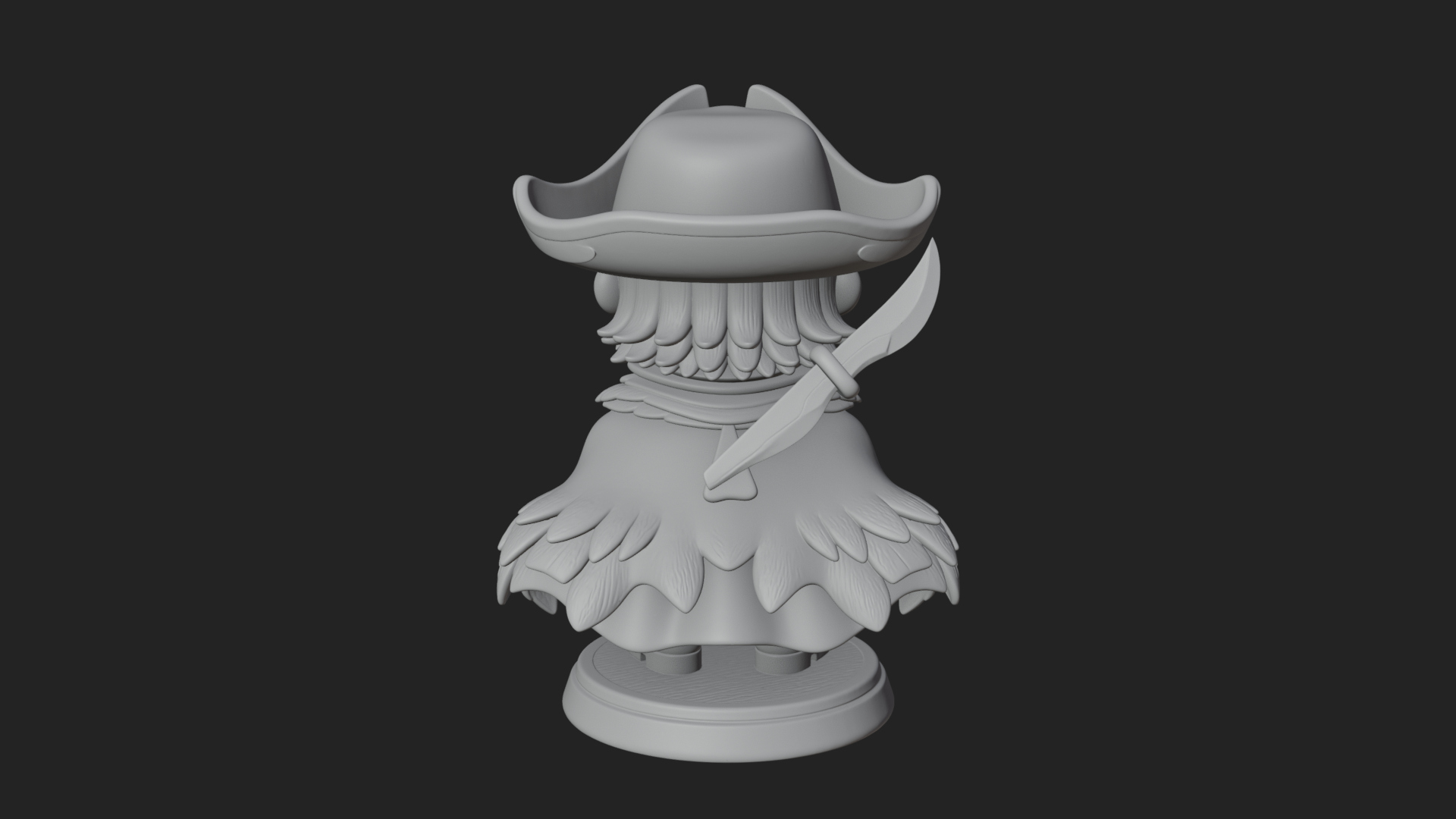 Chibi Pirate Captain Statue Design 12 3D Print Model 3D Model