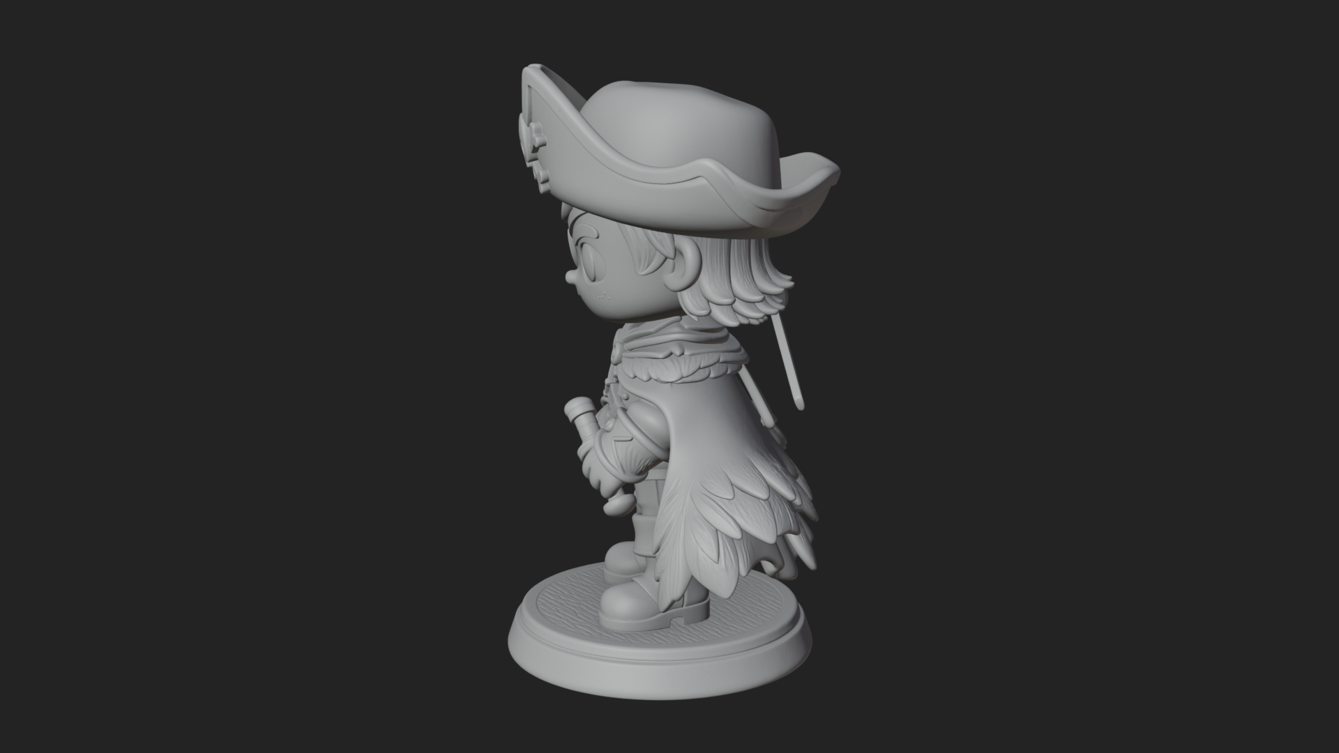 Chibi Pirate Captain Statue Design 12 3D Print Model 3D Model