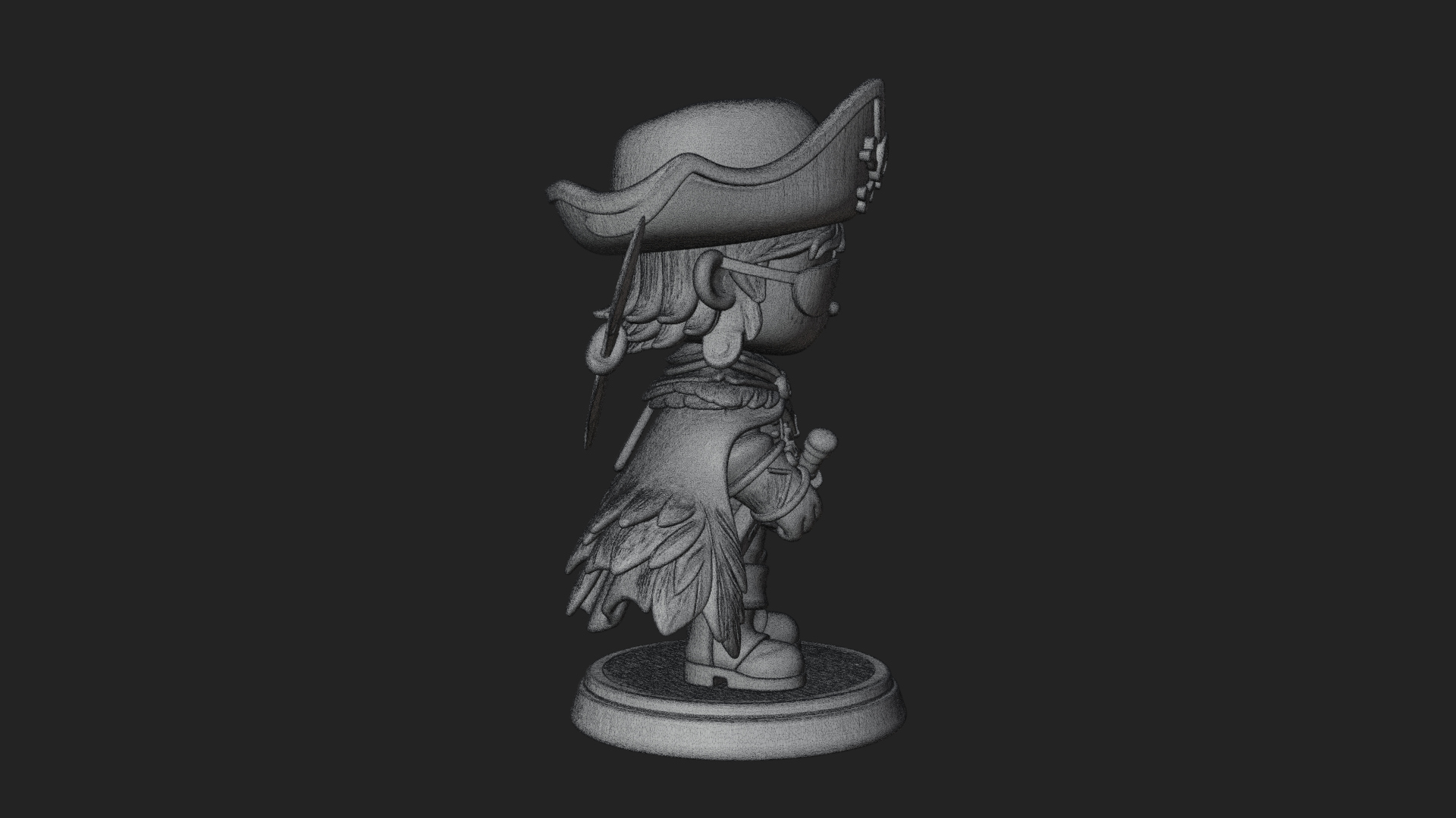 Chibi Pirate Captain Statue Design 12 3D Print Model 3D Model