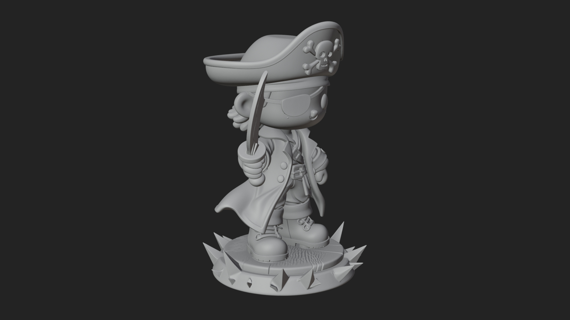 Chibi Pirate Captain Statue Design 2 3D Print Model 3D Model