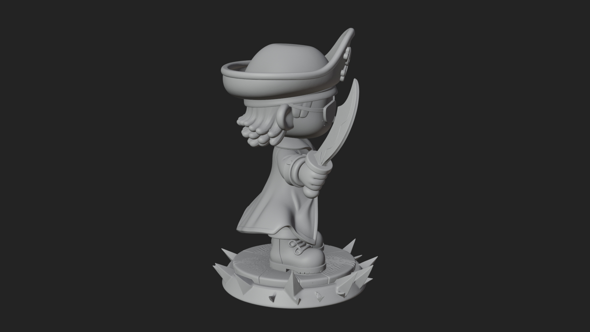 Chibi Pirate Captain Statue Design 2 3D Print Model 3D Model