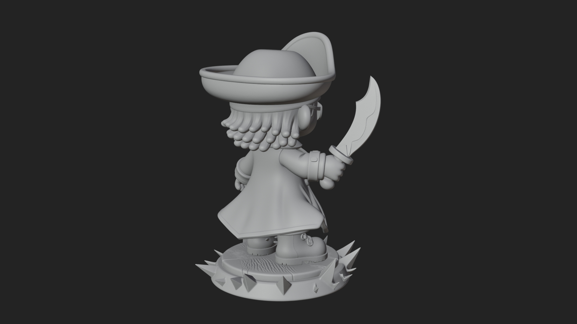 Chibi Pirate Captain Statue Design 2 3D Print Model 3D Model