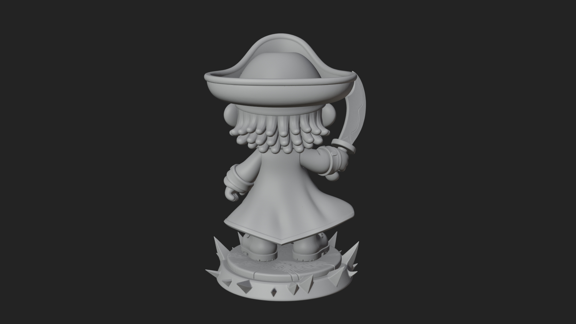 Chibi Pirate Captain Statue Design 2 3D Print Model 3D Model