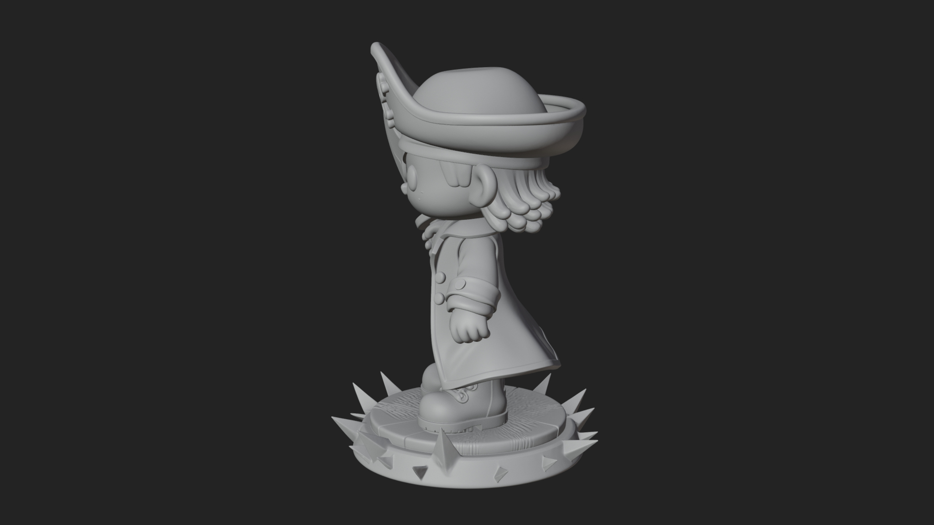 Chibi Pirate Captain Statue Design 2 3D Print Model 3D Model