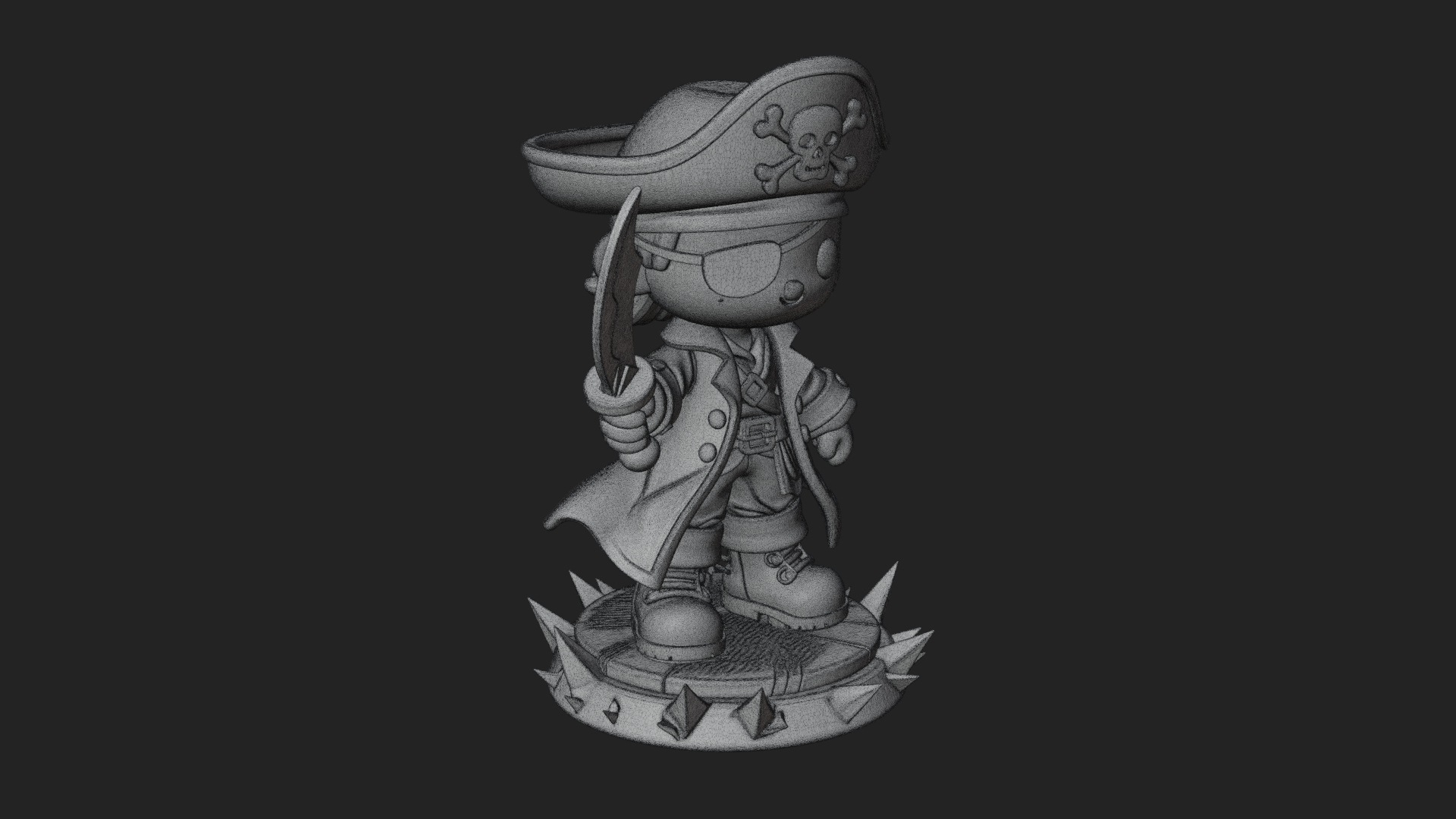 Chibi Pirate Captain Statue Design 2 3D Print Model 3D Model