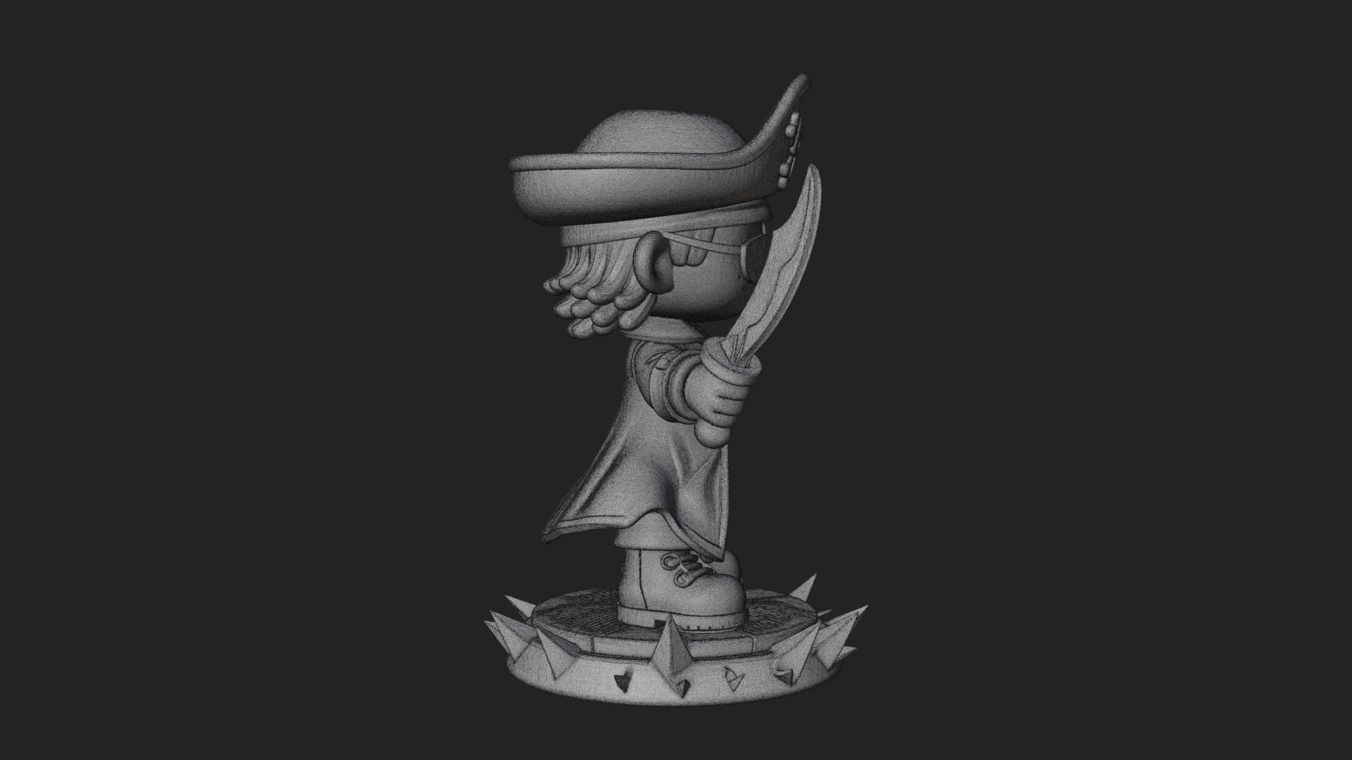 Chibi Pirate Captain Statue Design 2 3D Print Model 3D Model