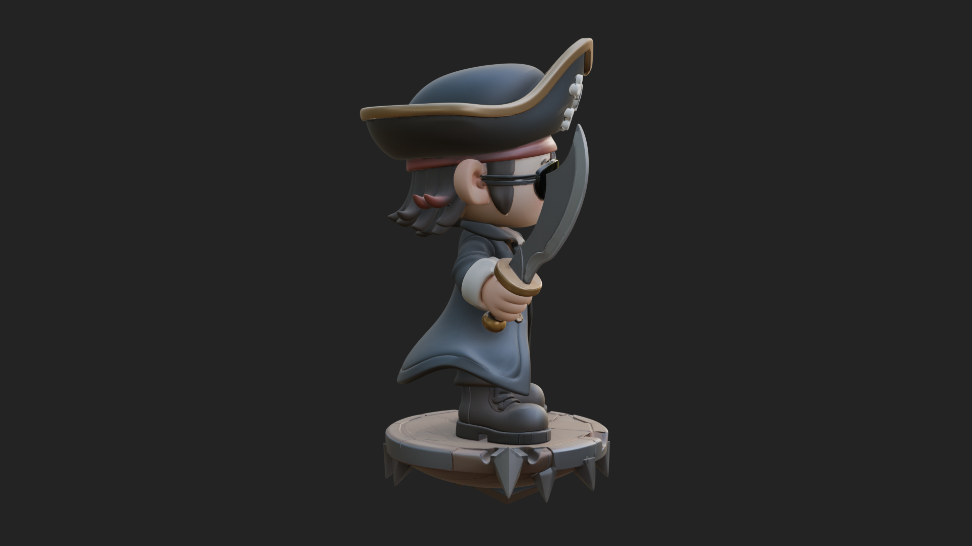 Chibi Pirate Captain Statue Design 3 3D Print Model 3D Model