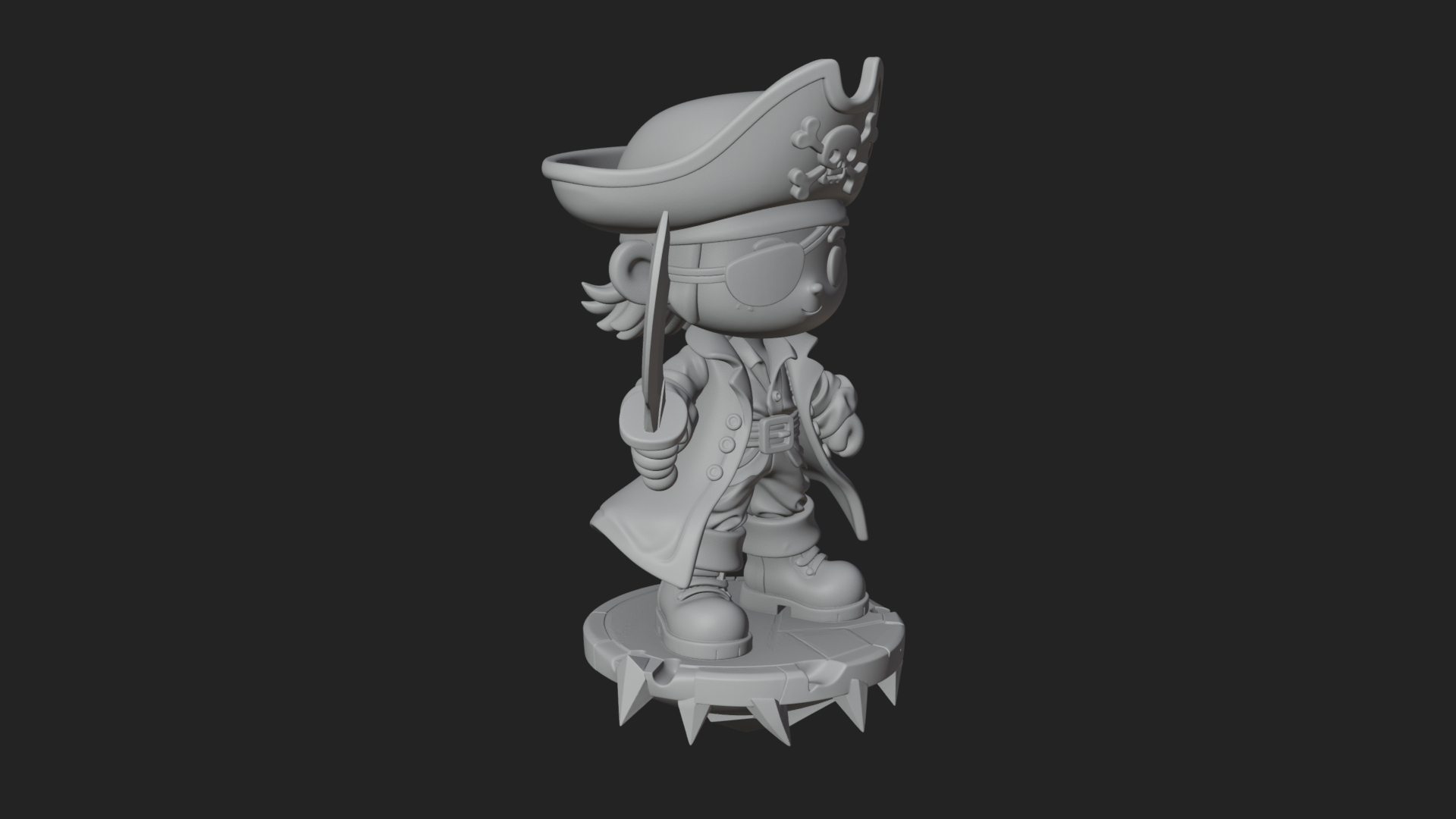 Chibi Pirate Captain Statue Design 3 3D Print Model 3D Model