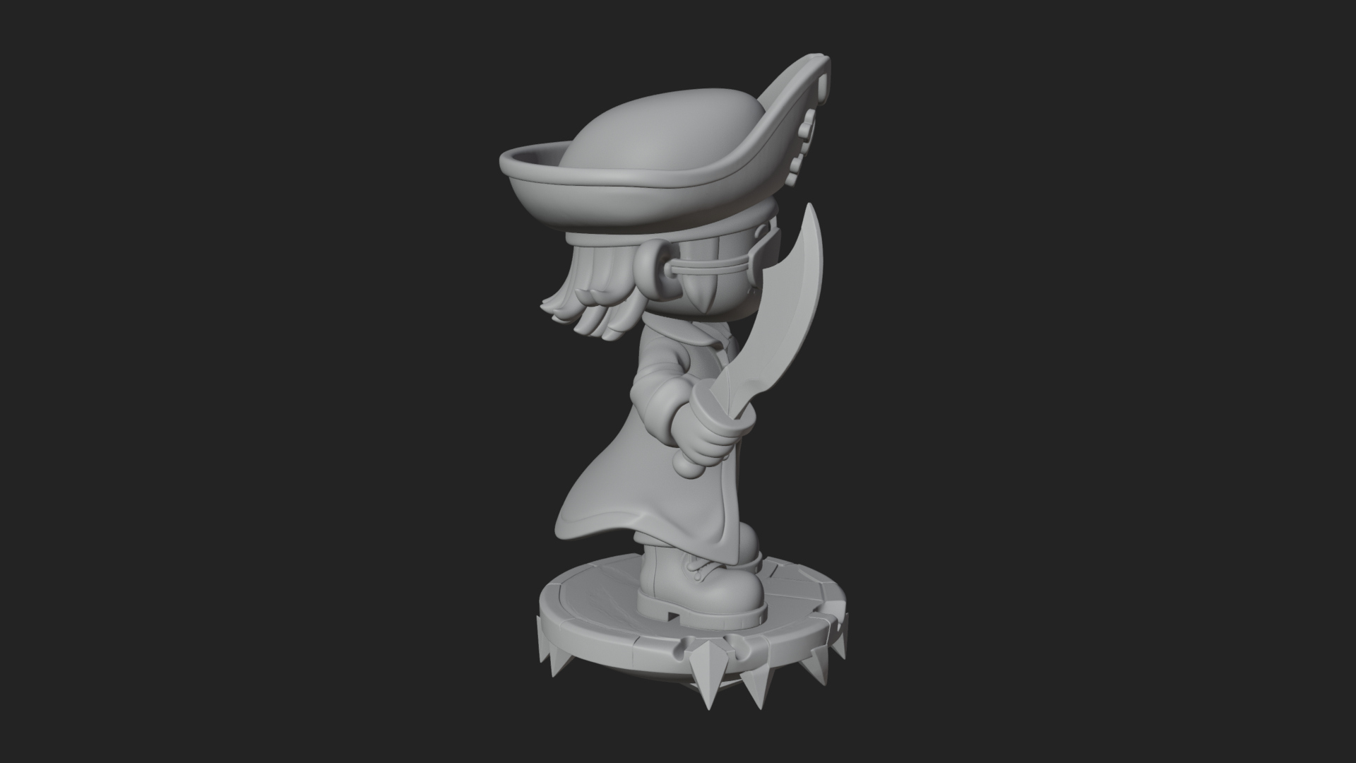Chibi Pirate Captain Statue Design 3 3D Print Model 3D Model