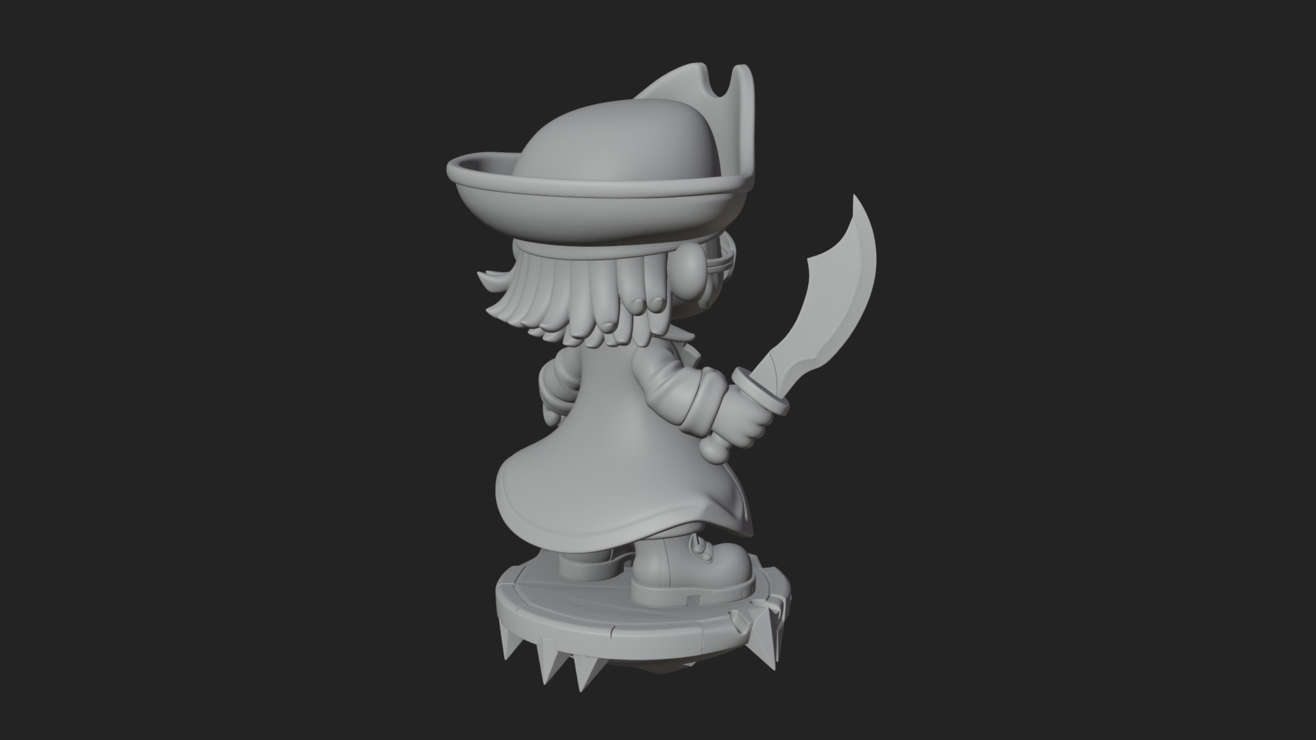 Chibi Pirate Captain Statue Design 3 3D Print Model 3D Model