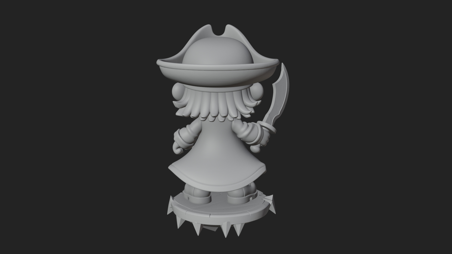 Chibi Pirate Captain Statue Design 3 3D Print Model 3D Model