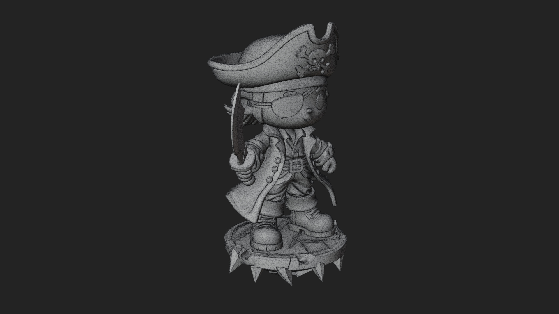 Chibi Pirate Captain Statue Design 3 3D Print Model 3D Model