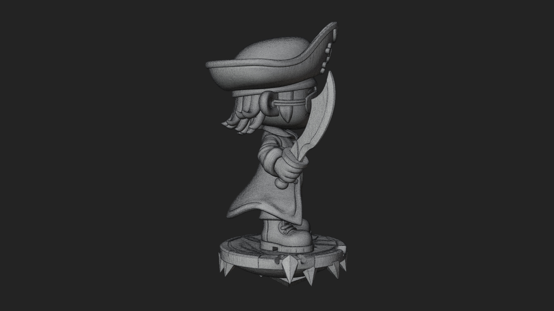 Chibi Pirate Captain Statue Design 3 3D Print Model 3D Model