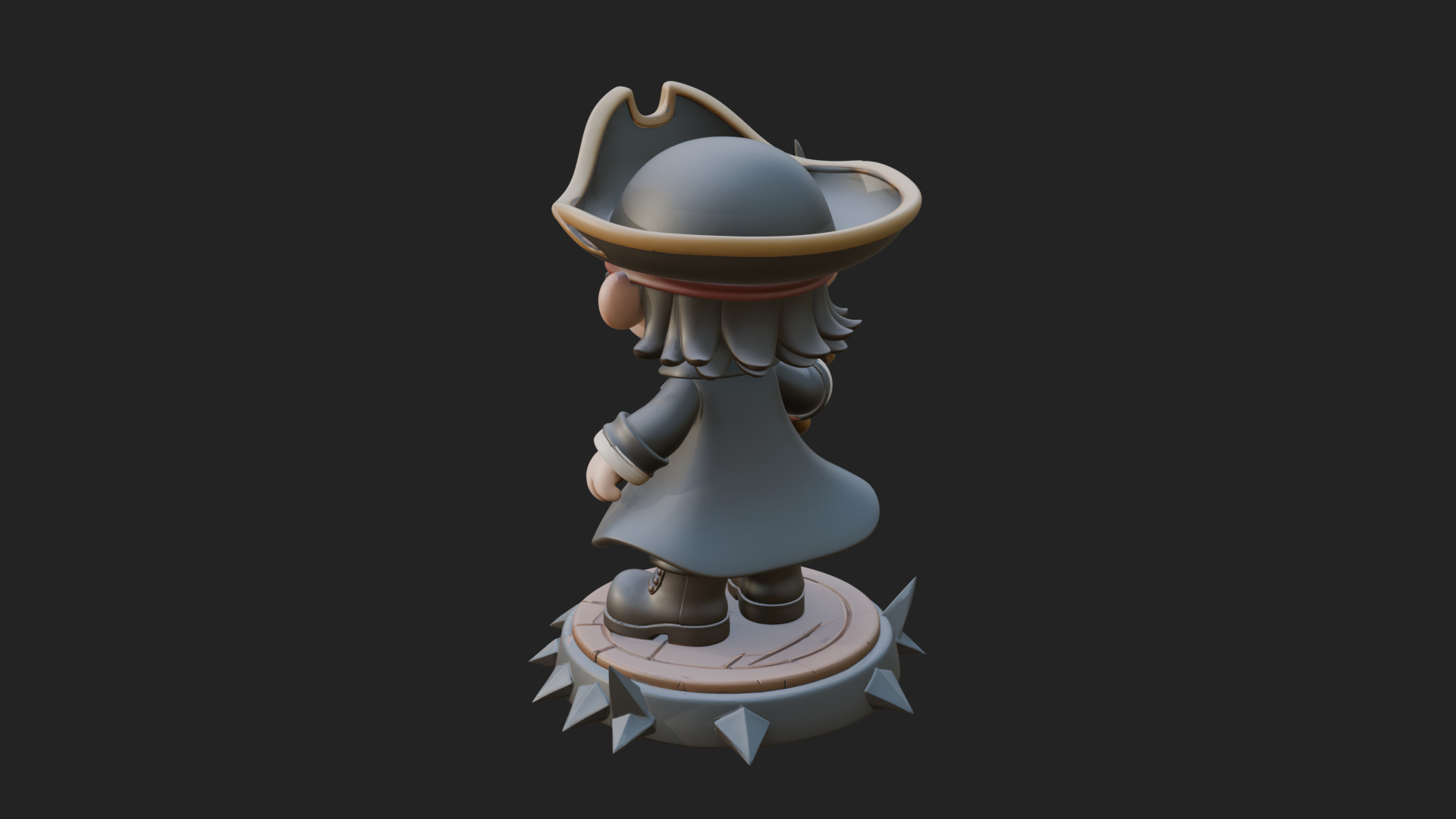 Chibi Pirate Captain Statue Design 4 3D Print Model 3D Model