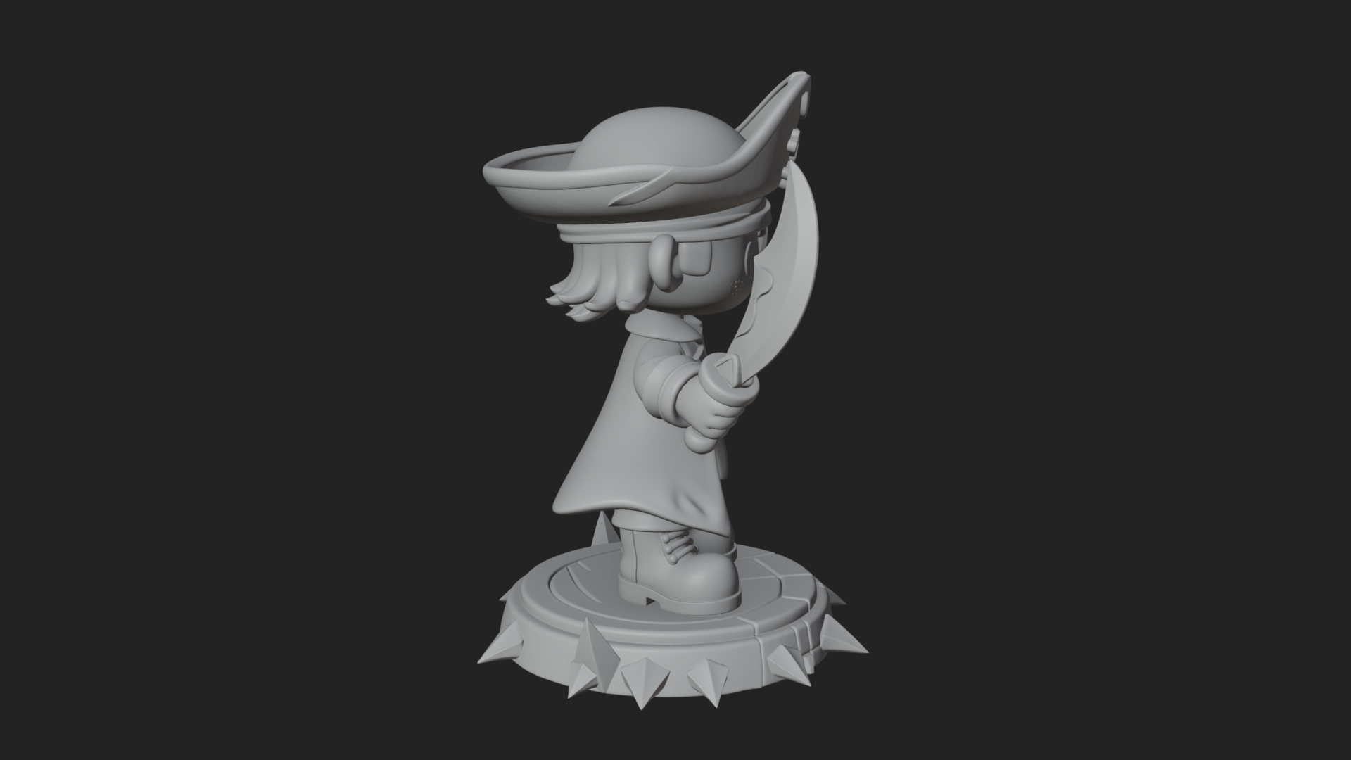 Chibi Pirate Captain Statue Design 4 3D Print Model 3D Model