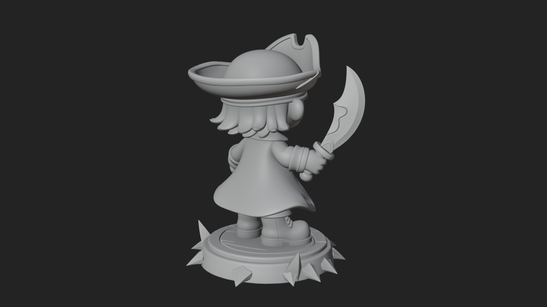 Chibi Pirate Captain Statue Design 4 3D Print Model 3D Model