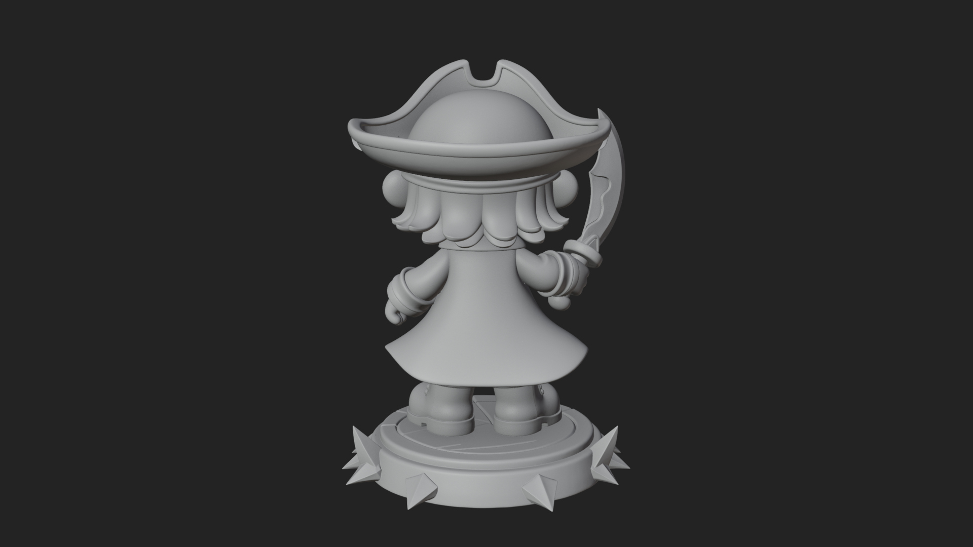 Chibi Pirate Captain Statue Design 4 3D Print Model 3D Model