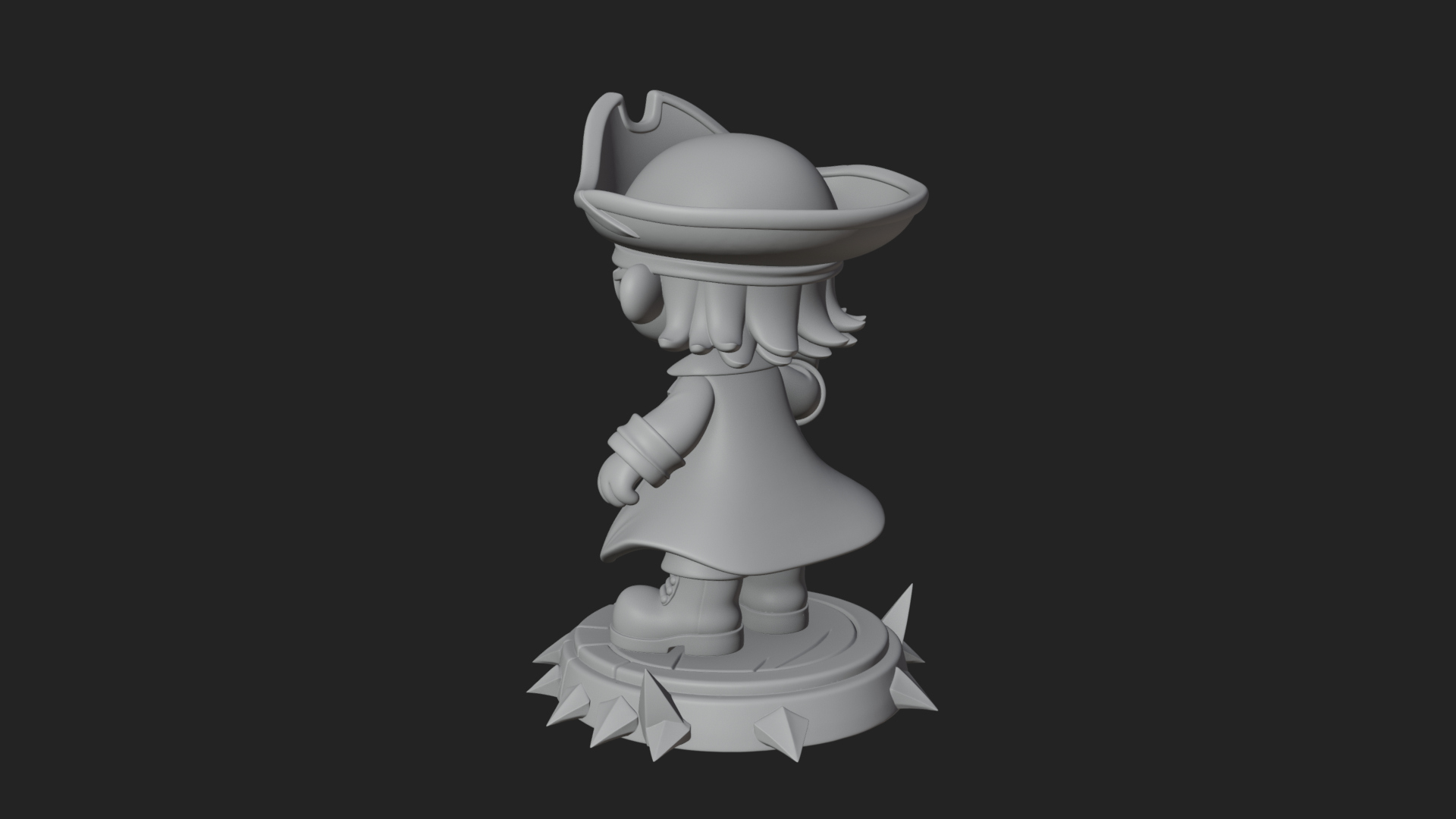 Chibi Pirate Captain Statue Design 4 3D Print Model 3D Model