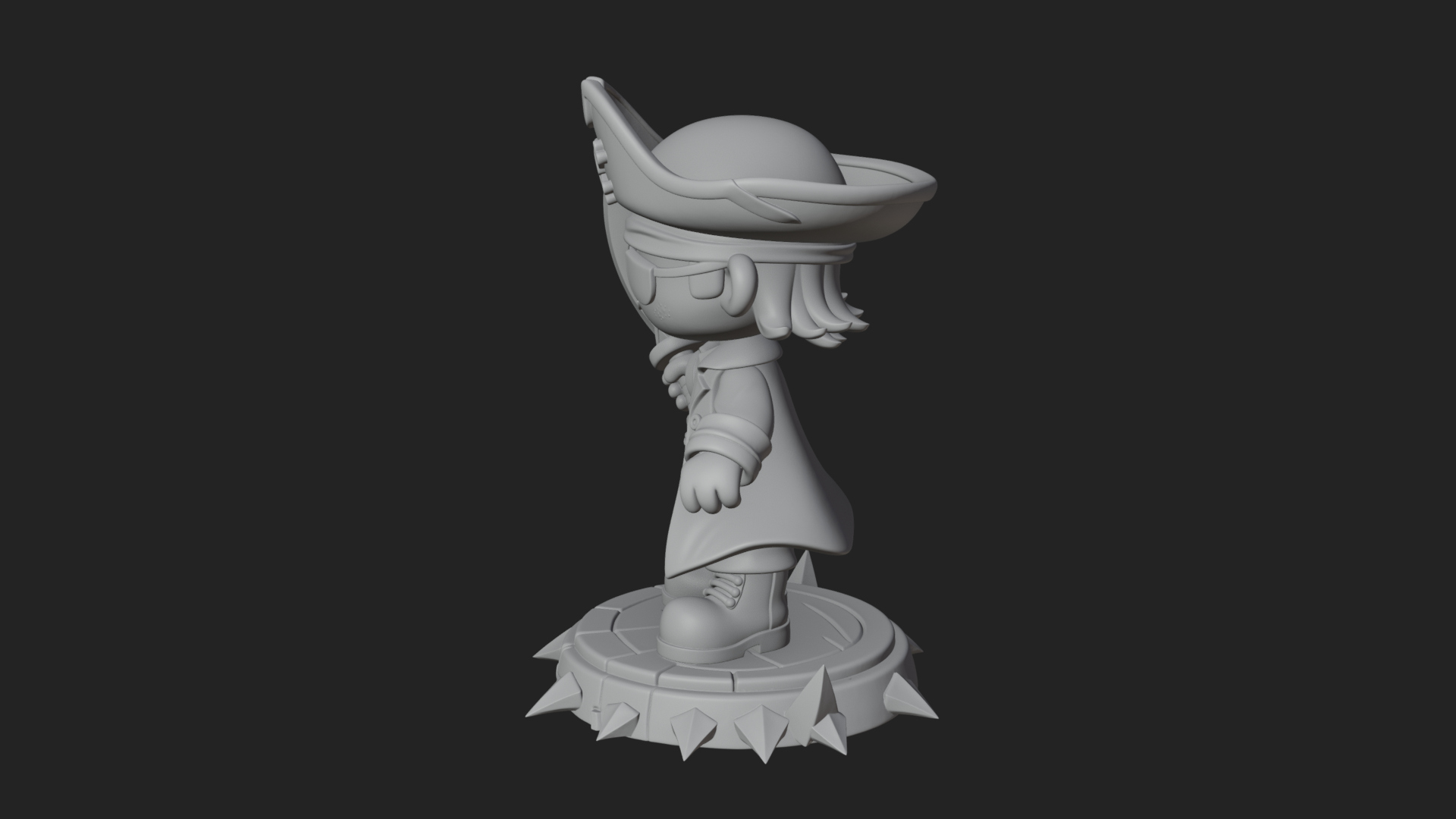 Chibi Pirate Captain Statue Design 4 3D Print Model 3D Model