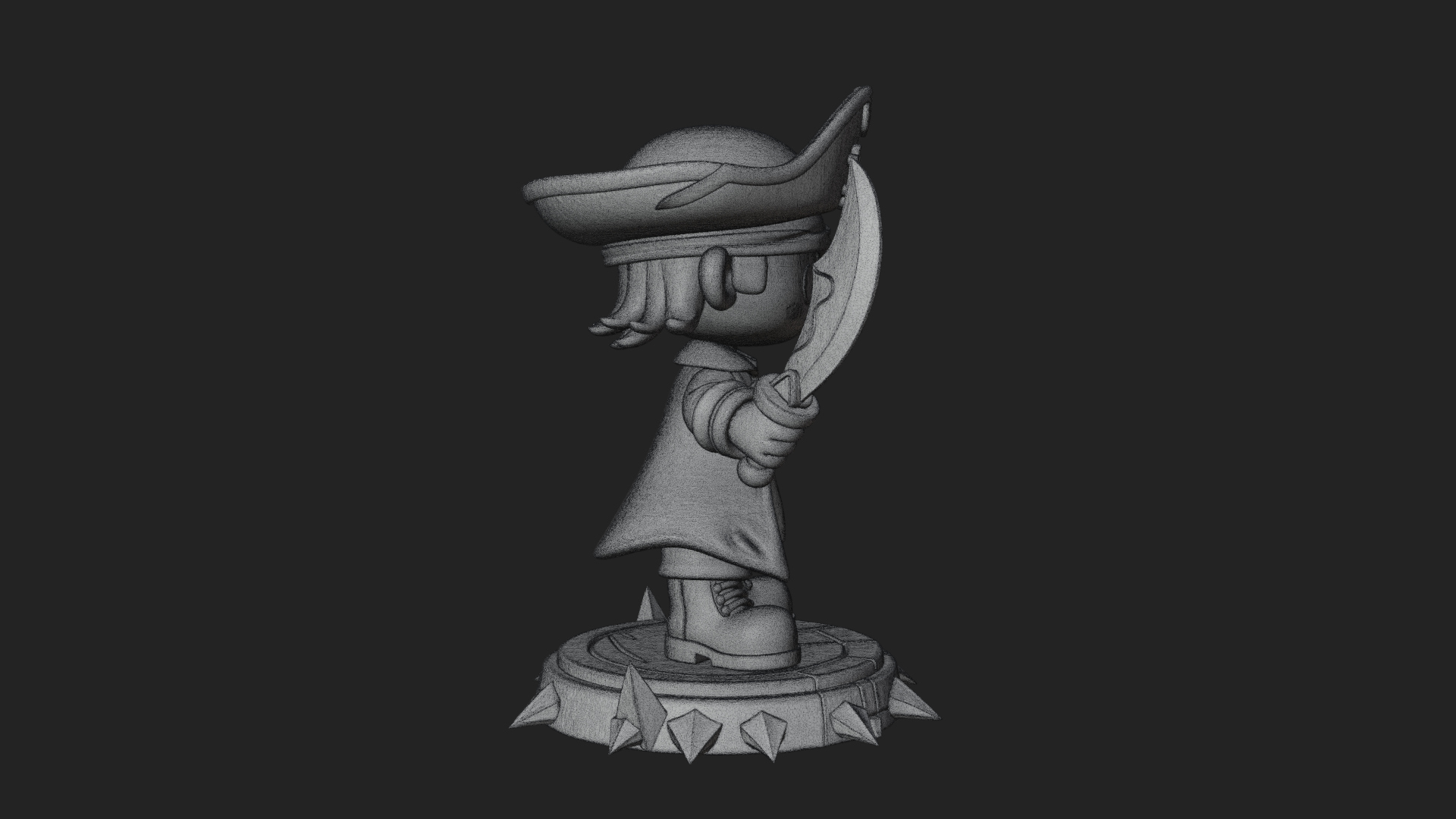 Chibi Pirate Captain Statue Design 4 3D Print Model 3D Model